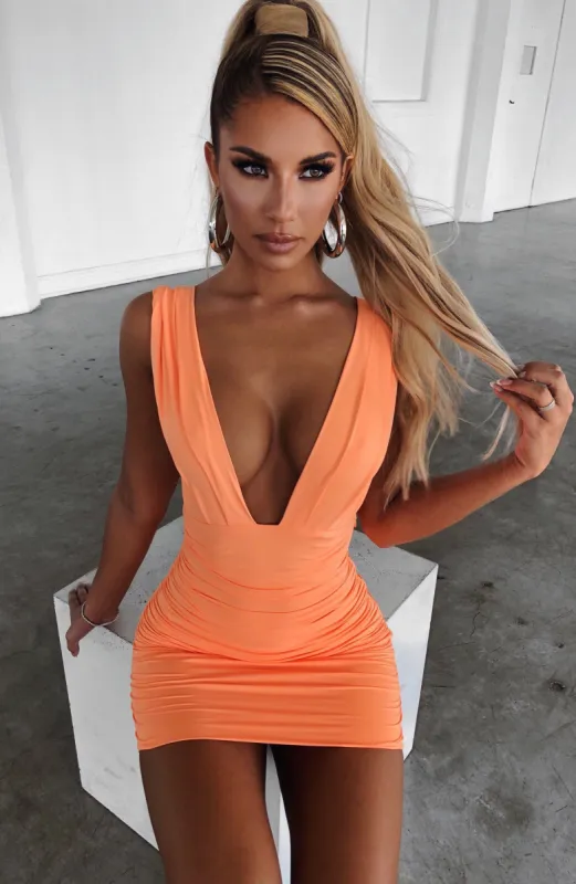 Kahra Mini Dress - Neon Peach sold by Babyboo Fashion