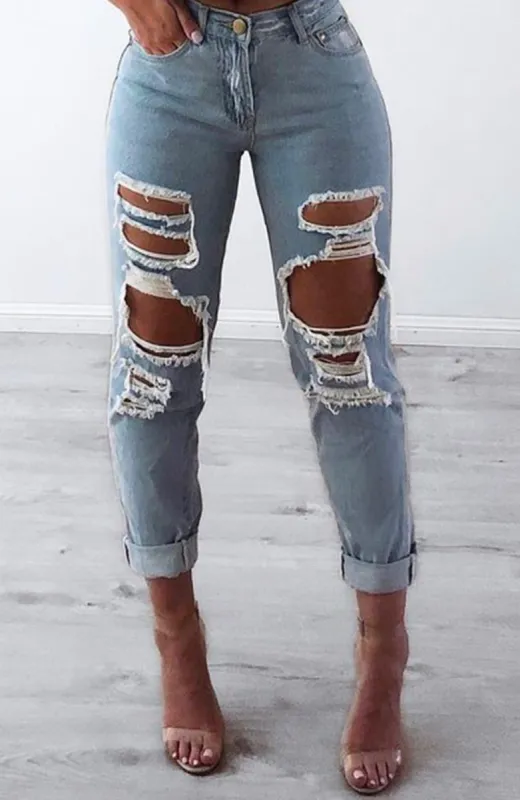 Tiana Boyfriend Jeans - Light Blue sold by Babyboo Fashion