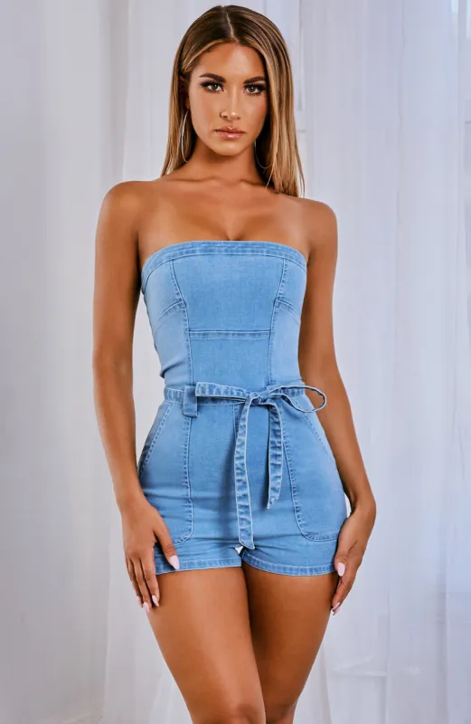 Kaylee Playsuit - Denim sold by Babyboo Fashion