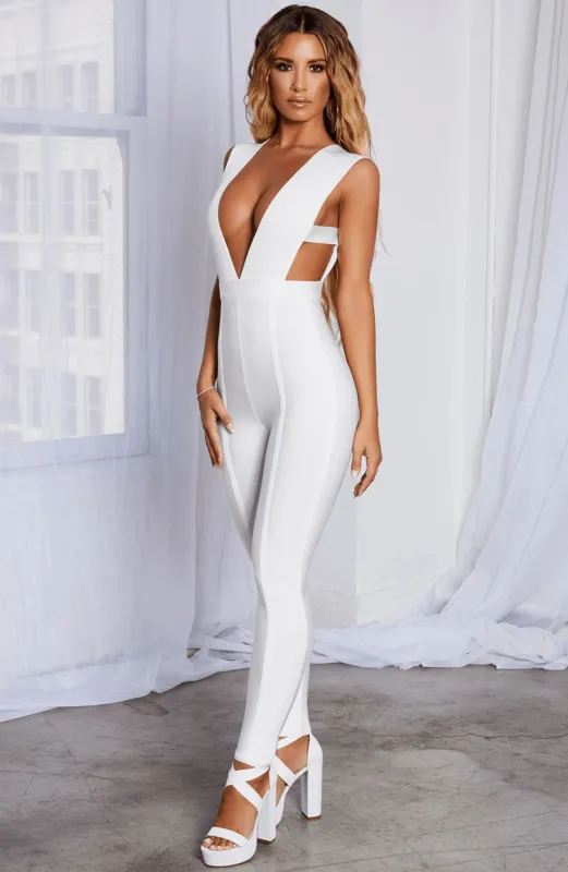 Silvia Bandage Jumpsuit - White sold by Babyboo Fashion