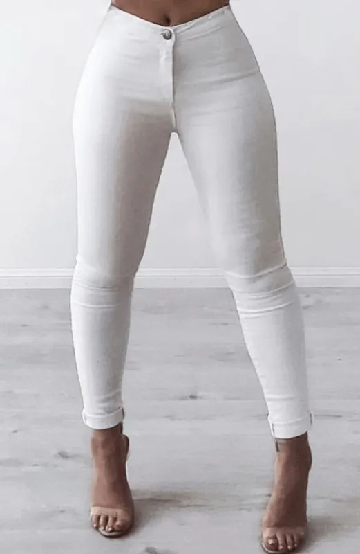 Glued Up Skinny Jeans - White sold by Babyboo Fashion
