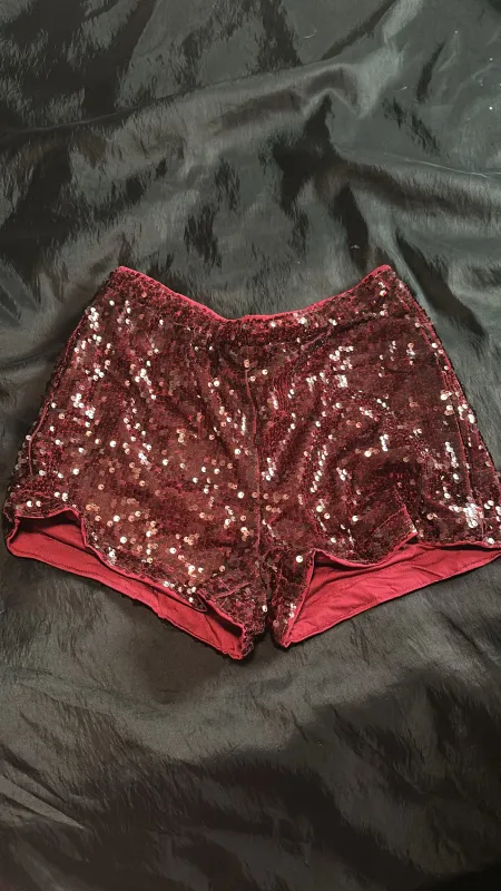 BURGUNDY SEQUIN SHORTS made by Katie Jade Boutique