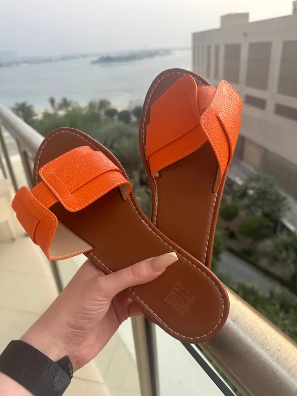 ORANGE FLAT BEACH FLIP FLOP SANDALS sold by Katie Jade Boutique