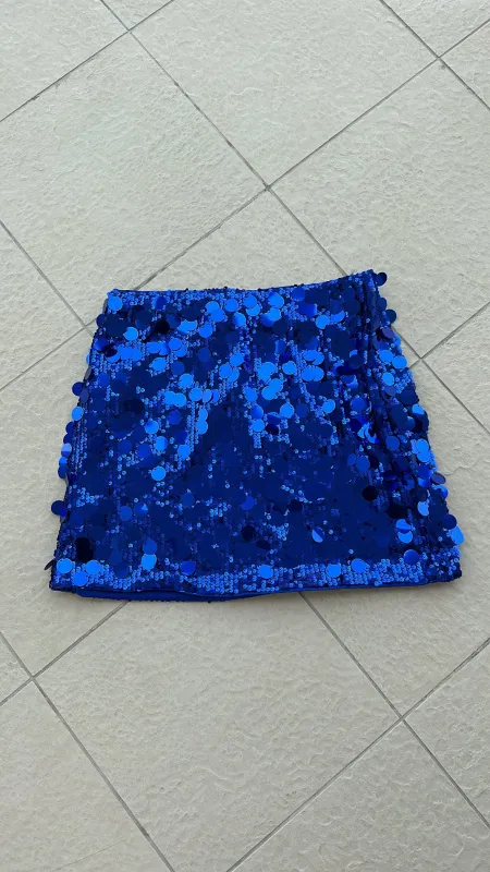 ROYAL BLUE SEQUIN MINI SKIRT made by Katie Jade Boutique