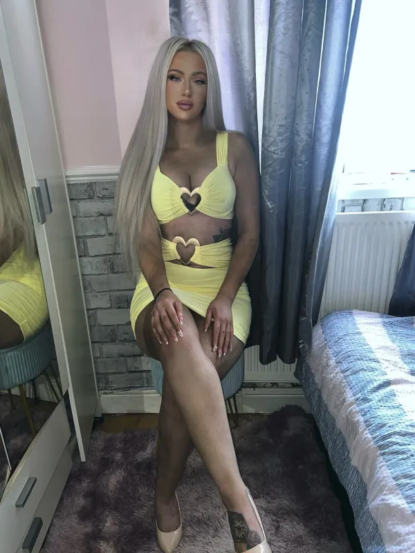 BUTTER YELLOW HEART BUCKLE BRALET SKIRT TWO PIECE made by Katie Jade Boutique