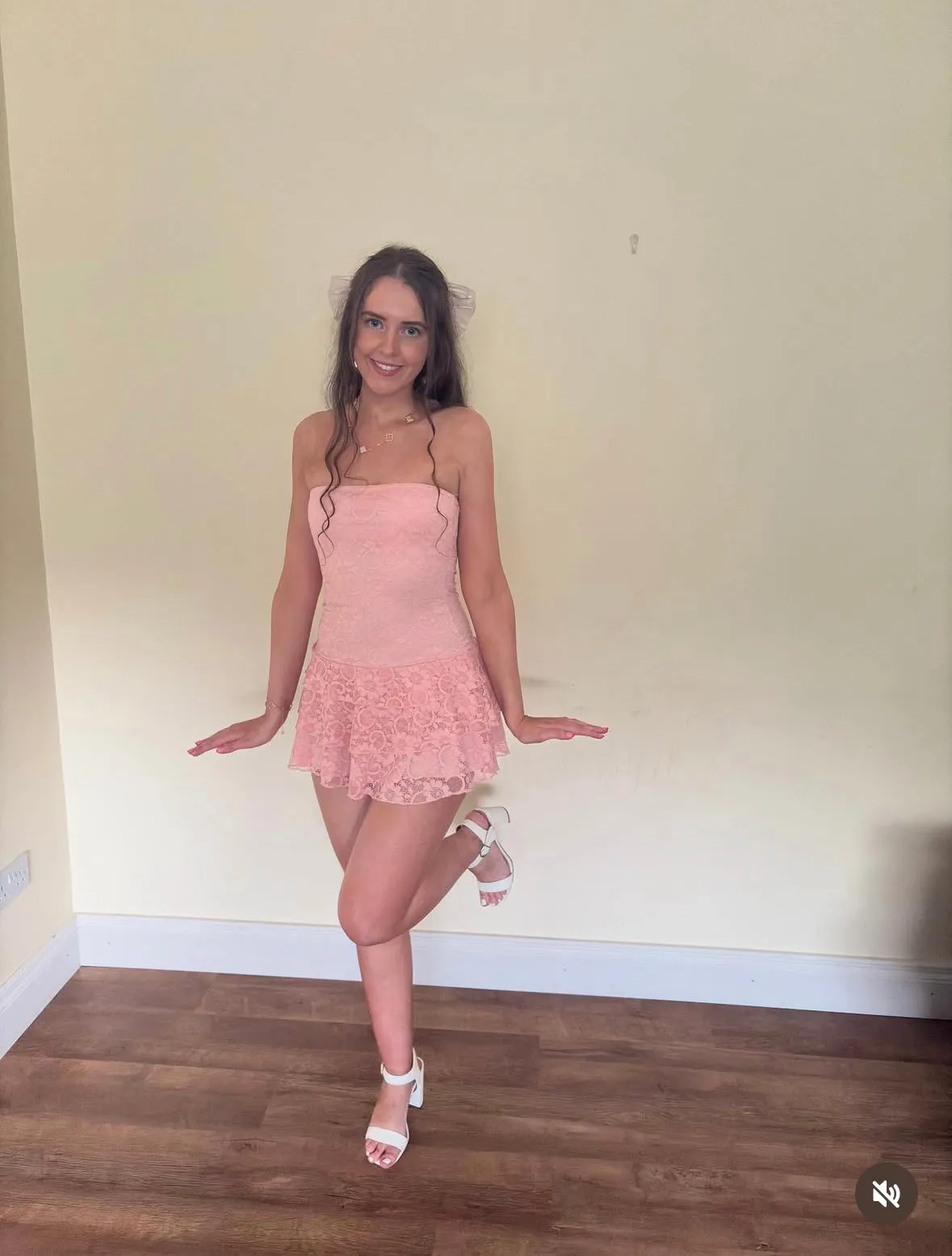 PINK LACE BANDEAU FRILL MINI DRESS sold by Katie Jade Boutique product image thumbnail 3