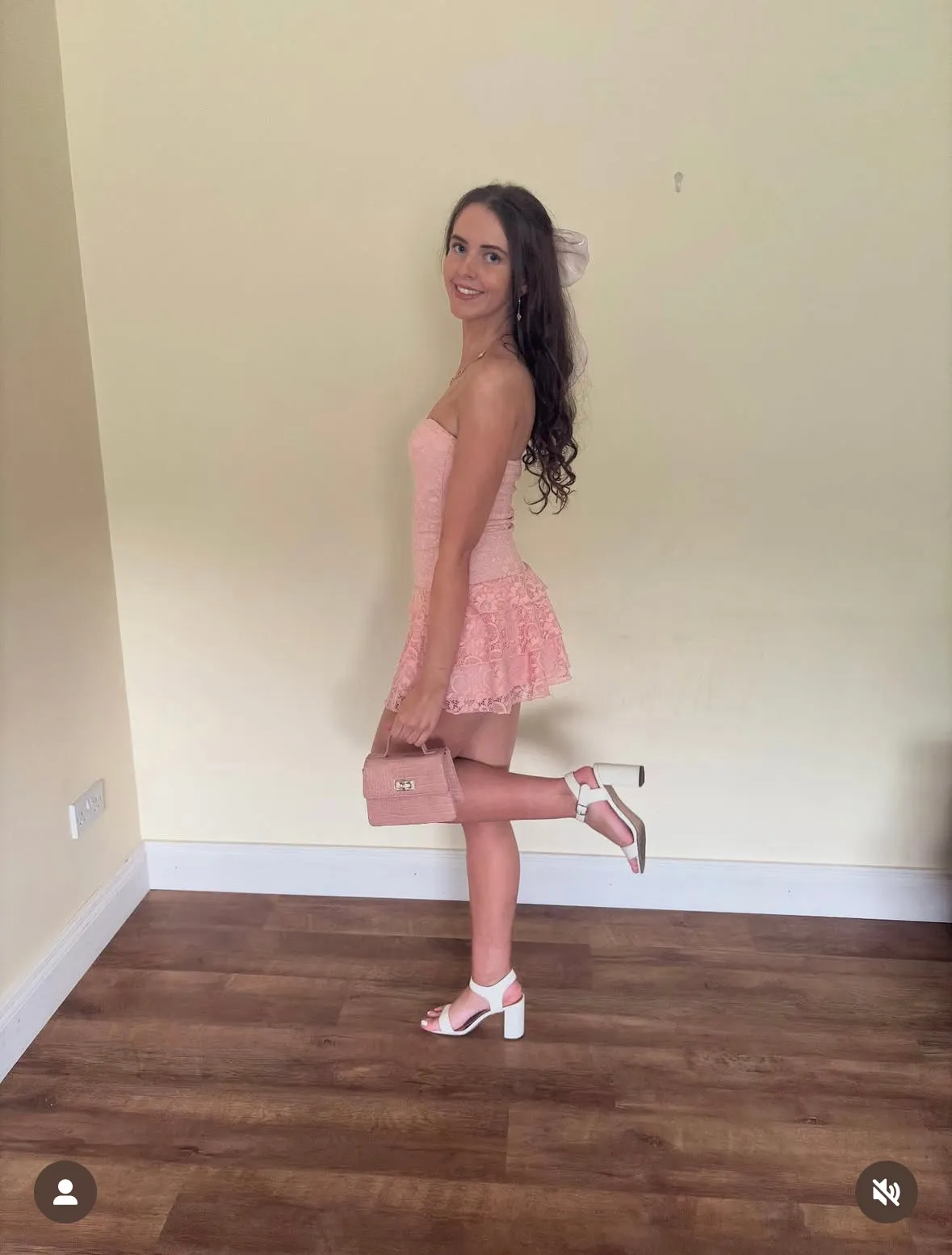 PINK LACE BANDEAU FRILL MINI DRESS sold by Katie Jade Boutique product image thumbnail 2