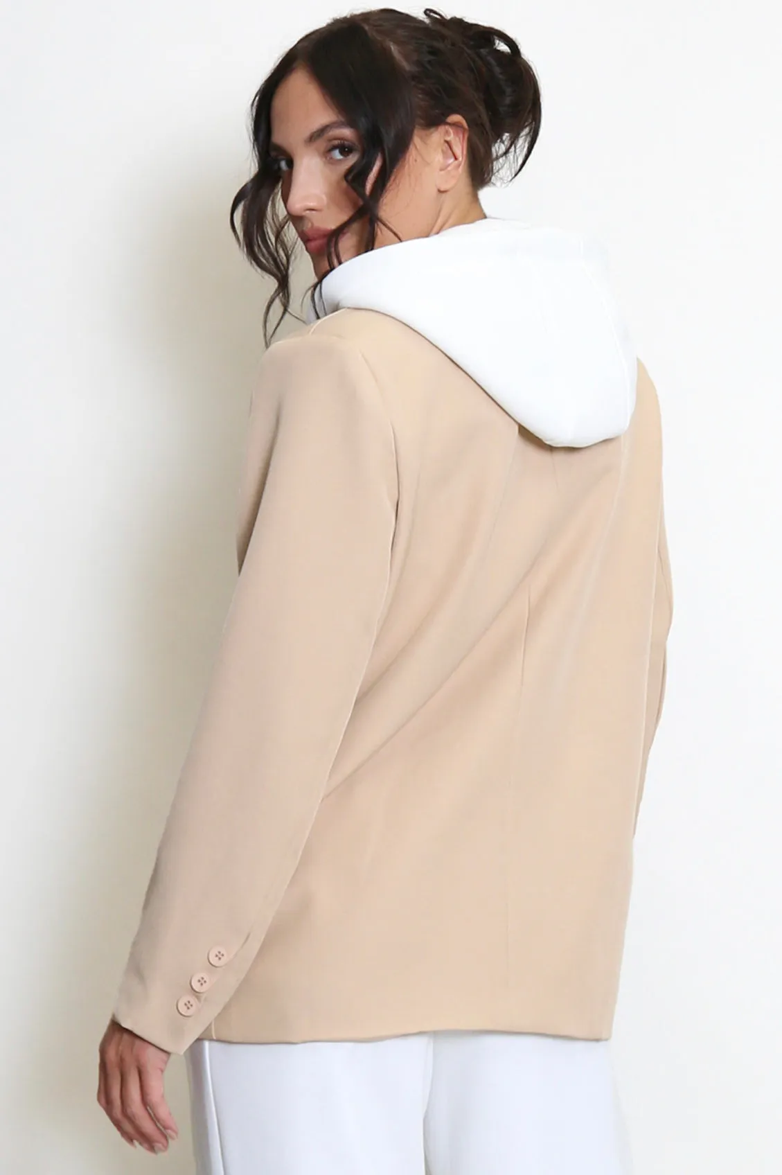 NUDE COMBINED BLAZER WITH HOOD sold by Katie Jade Boutique product image thumbnail 3
