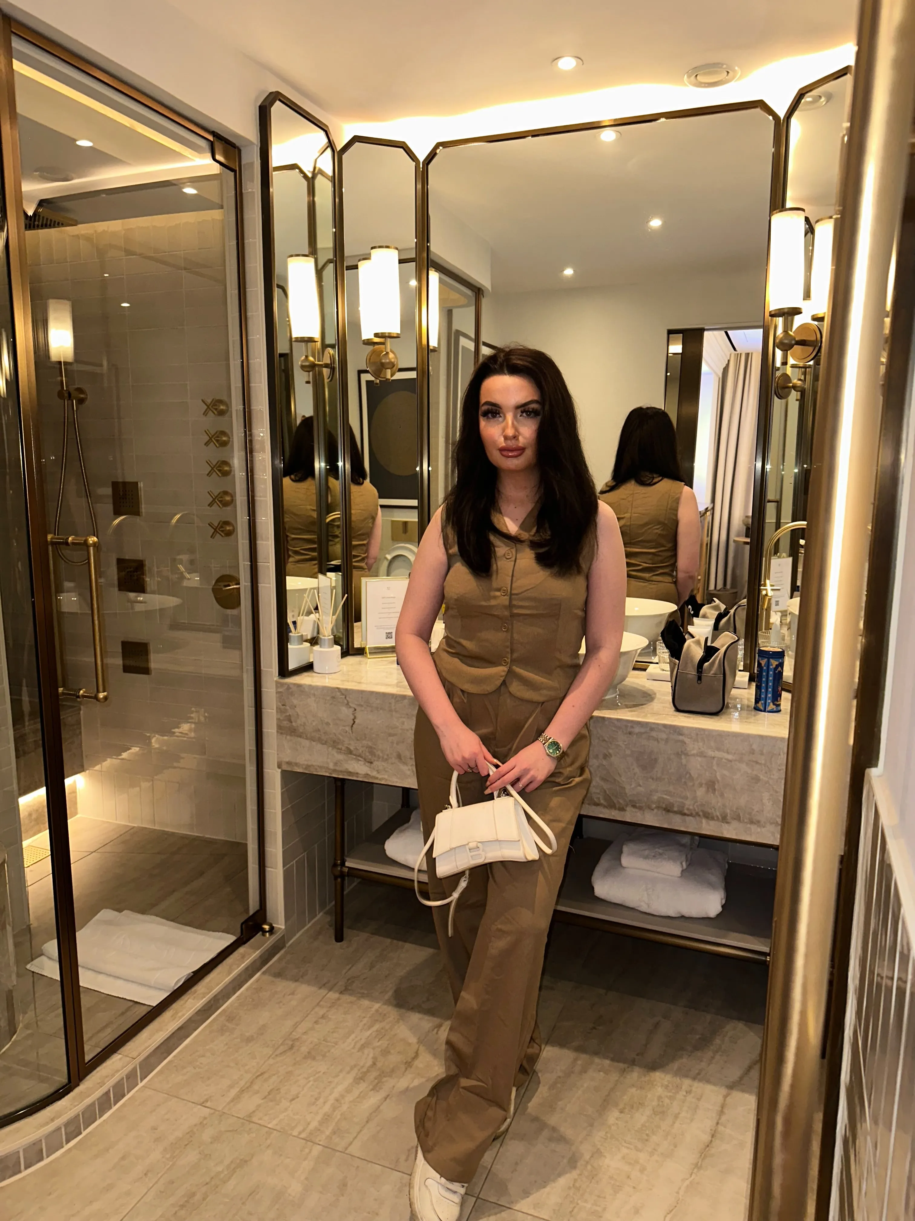 CAMEL CONTRAST WAIST TAILORED TROUSERS sold by Katie Jade Boutique product image thumbnail 5