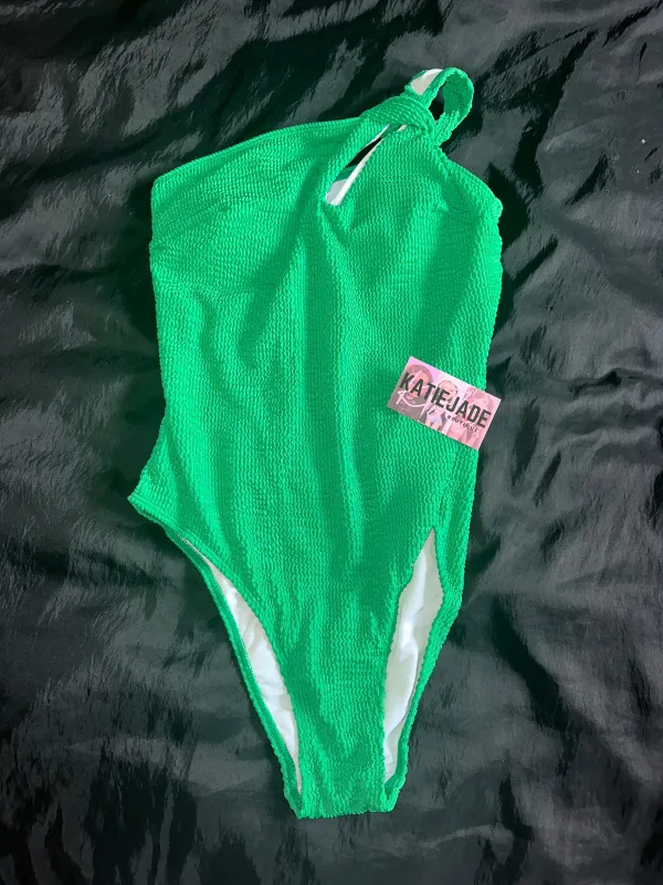 CURVY GREEN TEXTURED ONE PIECE BIKINI SWIMSUIT sold by Katie Jade Boutique