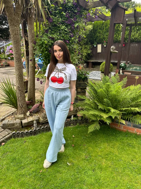 BLUE ELASTICATED OVERSIZED JOGGERS made by Katie Jade Boutique