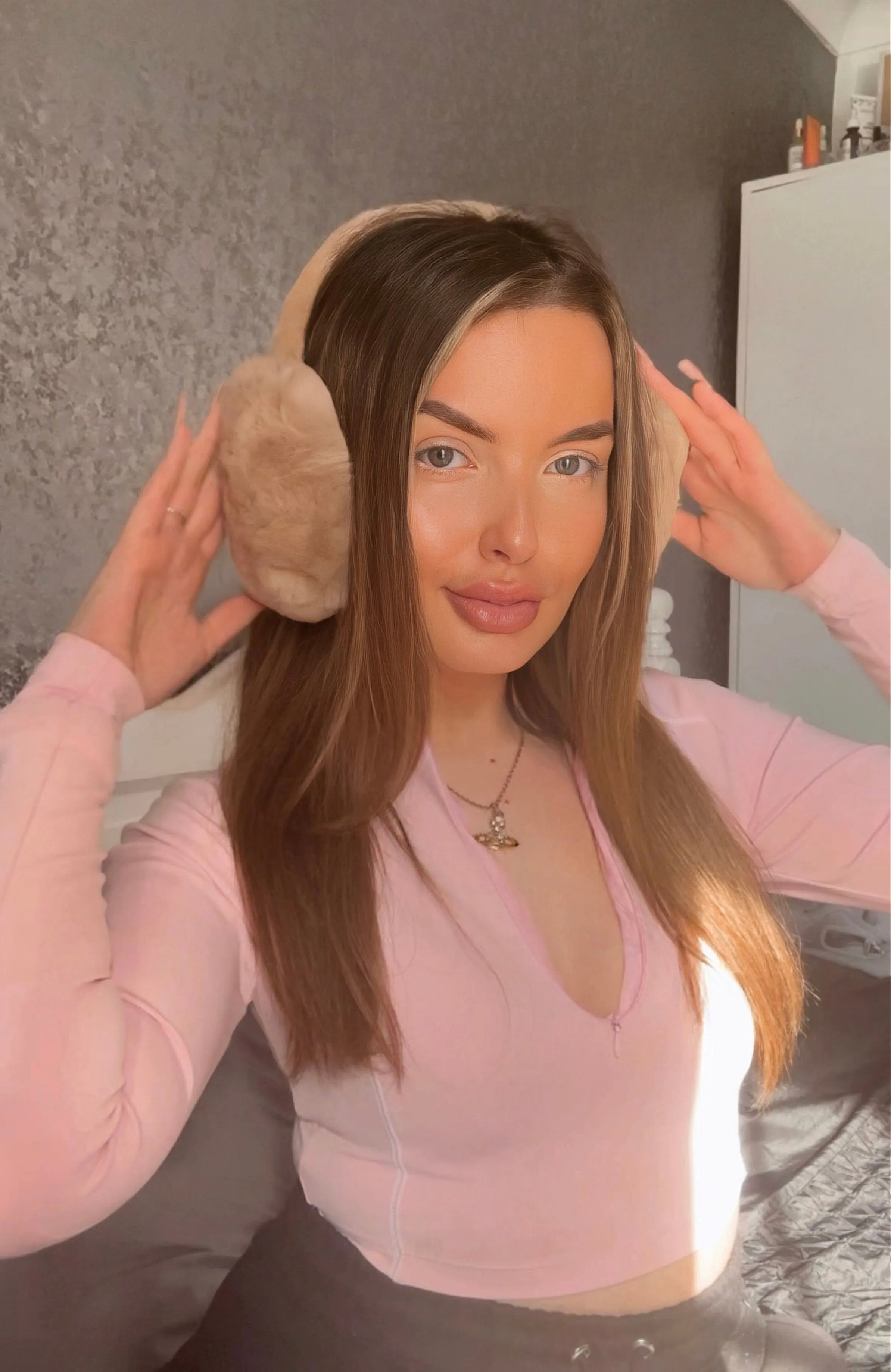 LIGHT BROWN FLUFFY EARMUFFS sold by Katie Jade Boutique product image thumbnail 2