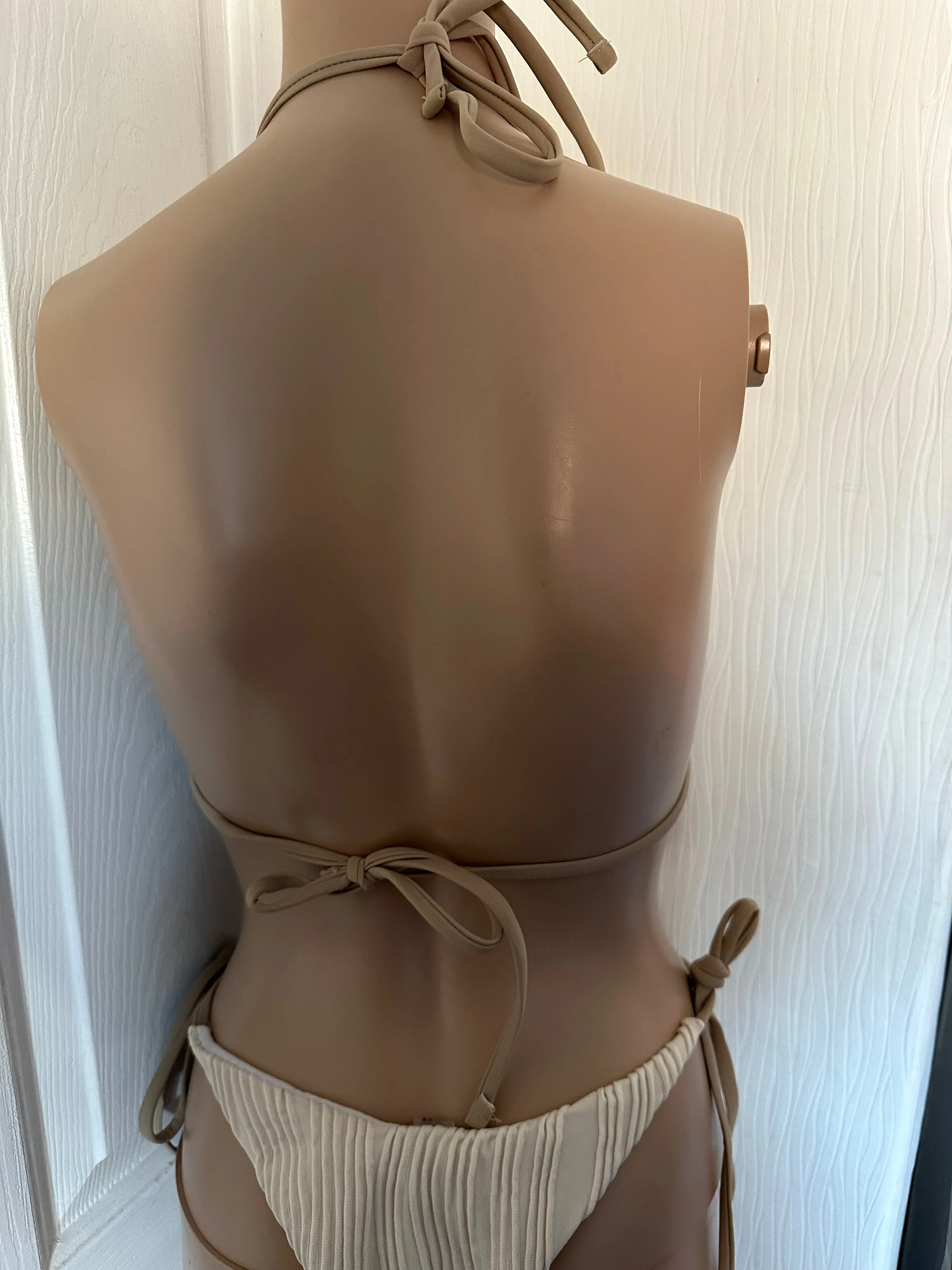NUDE TRIANGLE HALTER NECK TIE SIDE BIKINI SET sold by Katie Jade Boutique product image thumbnail 2