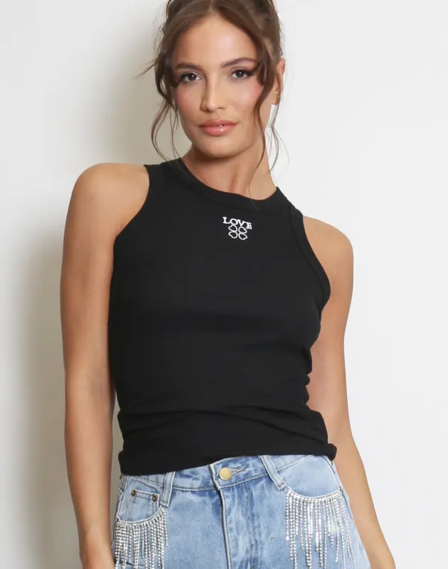 BLACK LOVE EMBROIDERED VEST sold by Katie Jade Boutique