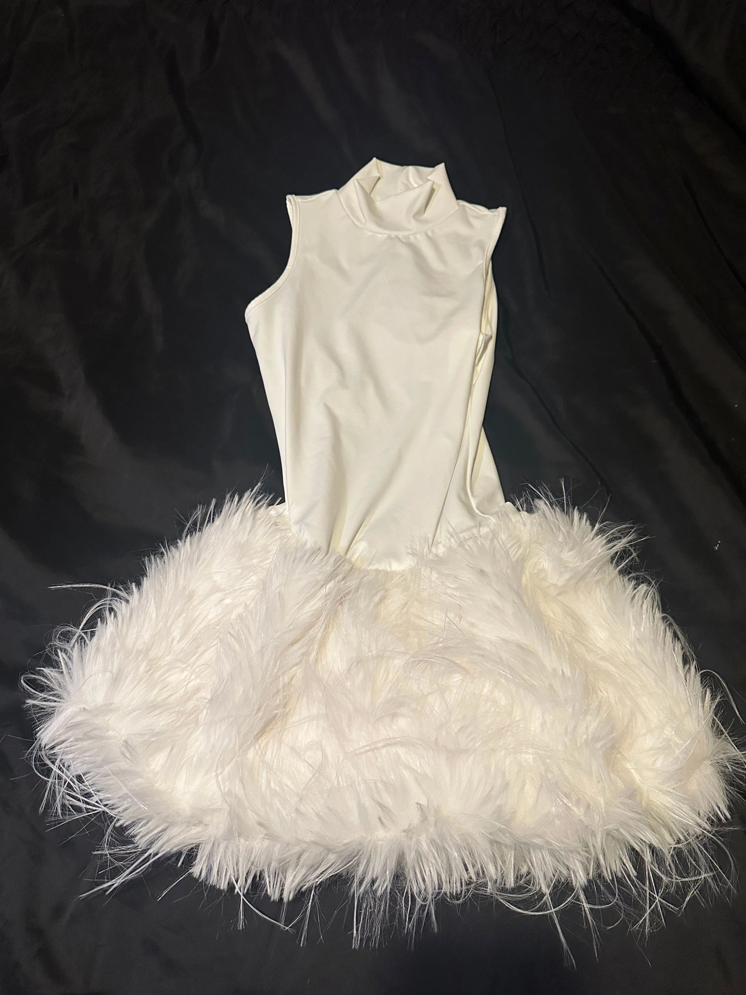 WHITE SLINKY FAUX FUR BODYCON DRESS sold by Katie Jade Boutique