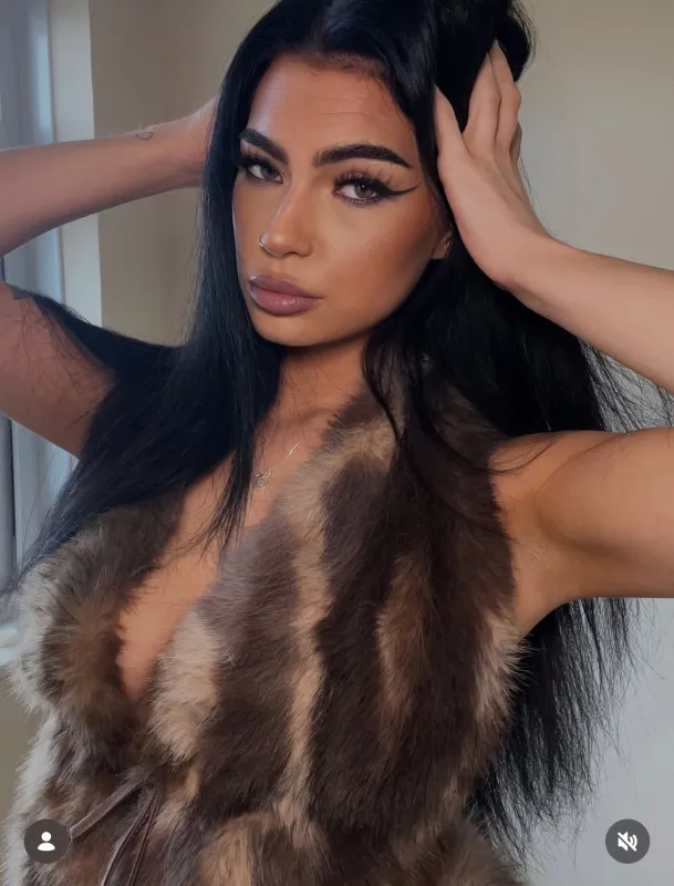 BROWN FAUX FUR HALTER NECK TOP HOT PANTS TWO PIECE made by Katie Jade Boutique