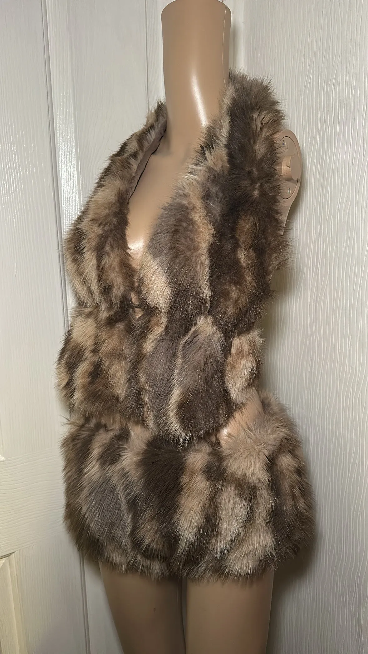 BROWN FAUX FUR HALTER NECK TOP HOT PANTS TWO PIECE sold by Katie Jade Boutique product image thumbnail 3