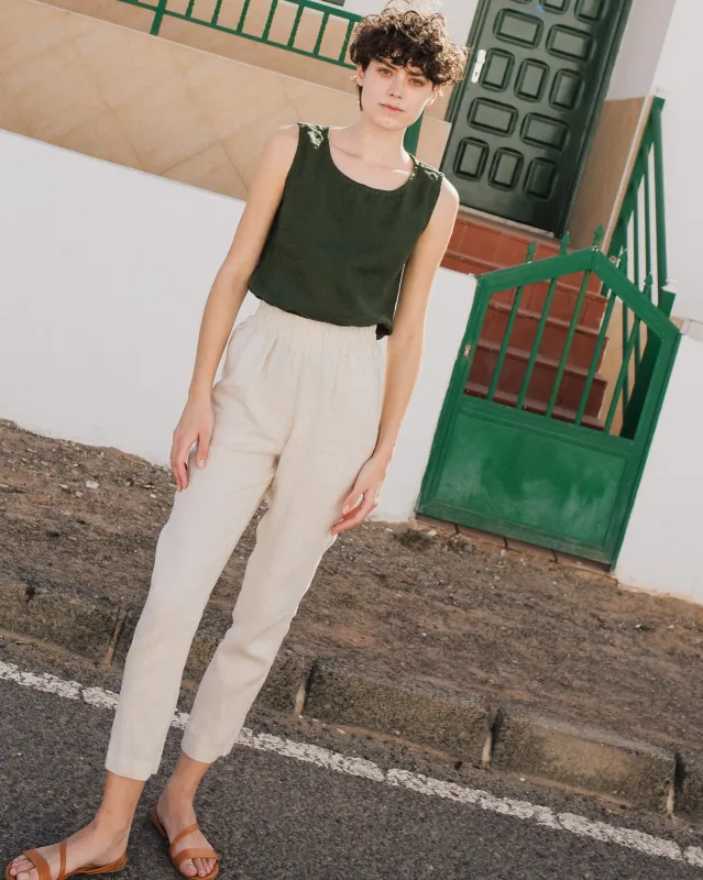 R: ATHENS-2 linen pants (Color: Natural/Grey Stripes; Size: S/M) sold by Not Perfect Linen