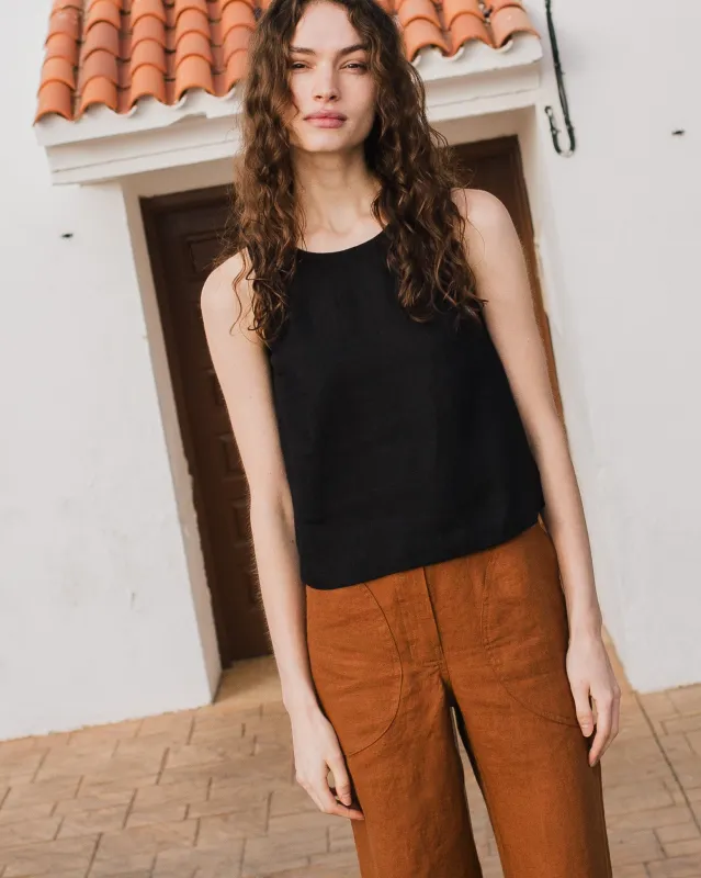 R: BAY cropped linen top (Color: Antique Petals; Size: XS) sold by Not Perfect Linen