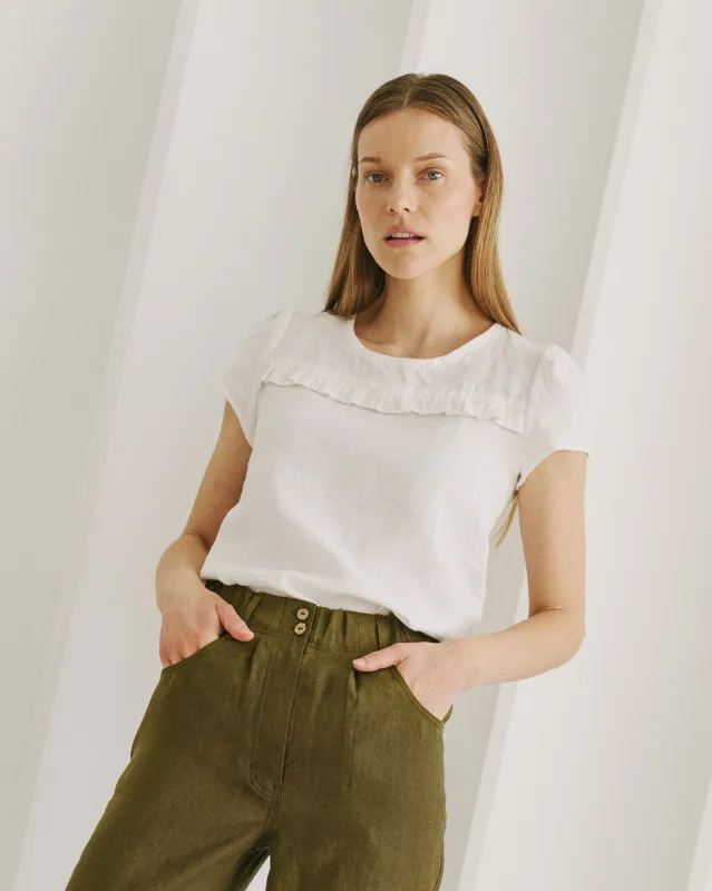 R: SIENNA fitted linen top (Color: Lime; Size: XS) sold by Not Perfect Linen