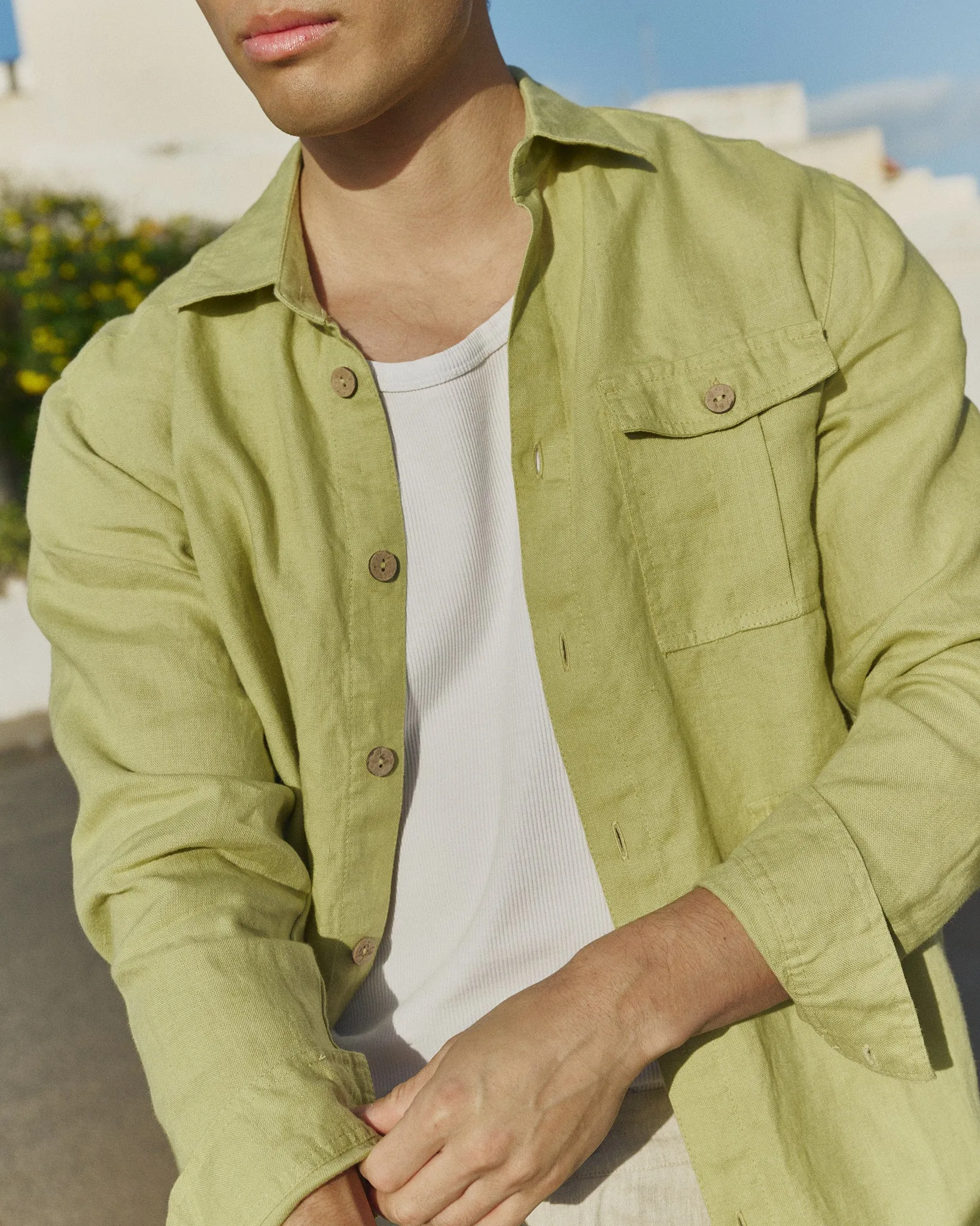 Men’s long sleeve linen shirt MONTREAL sold by Not Perfect Linen