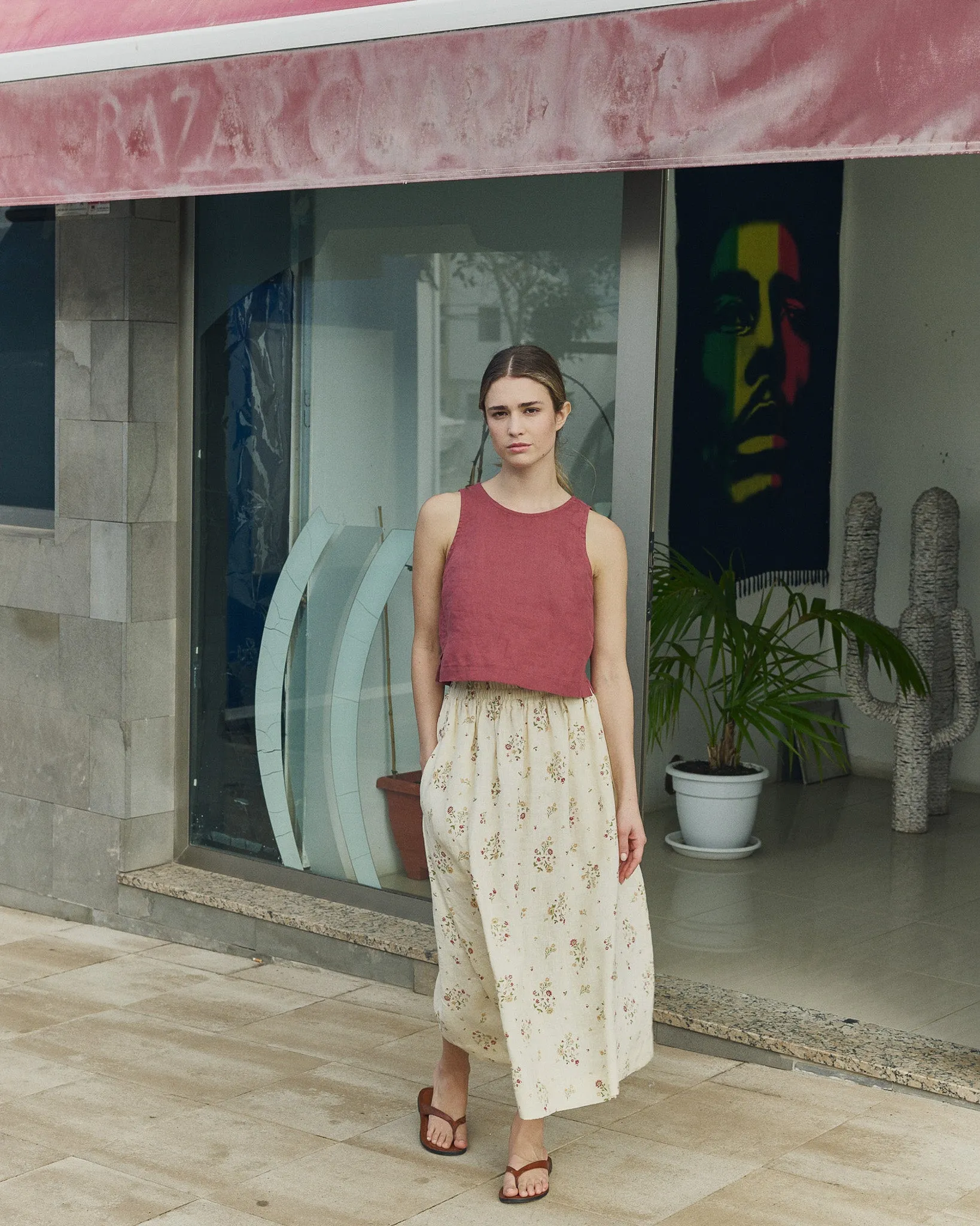 BAY cropped linen top sold by Not Perfect Linen product image thumbnail 2