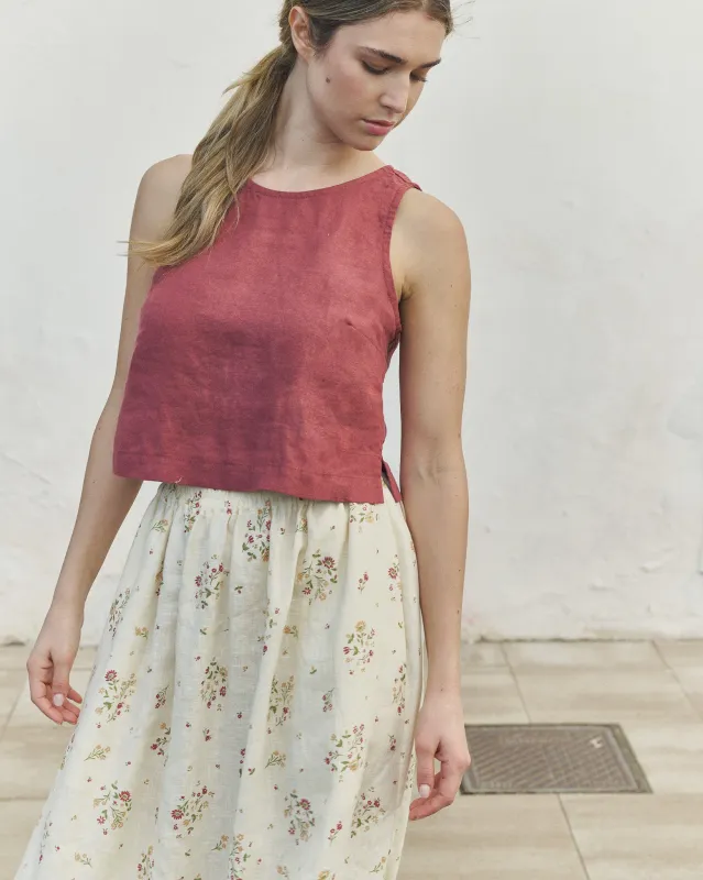 BAY cropped linen top sold by Not Perfect Linen