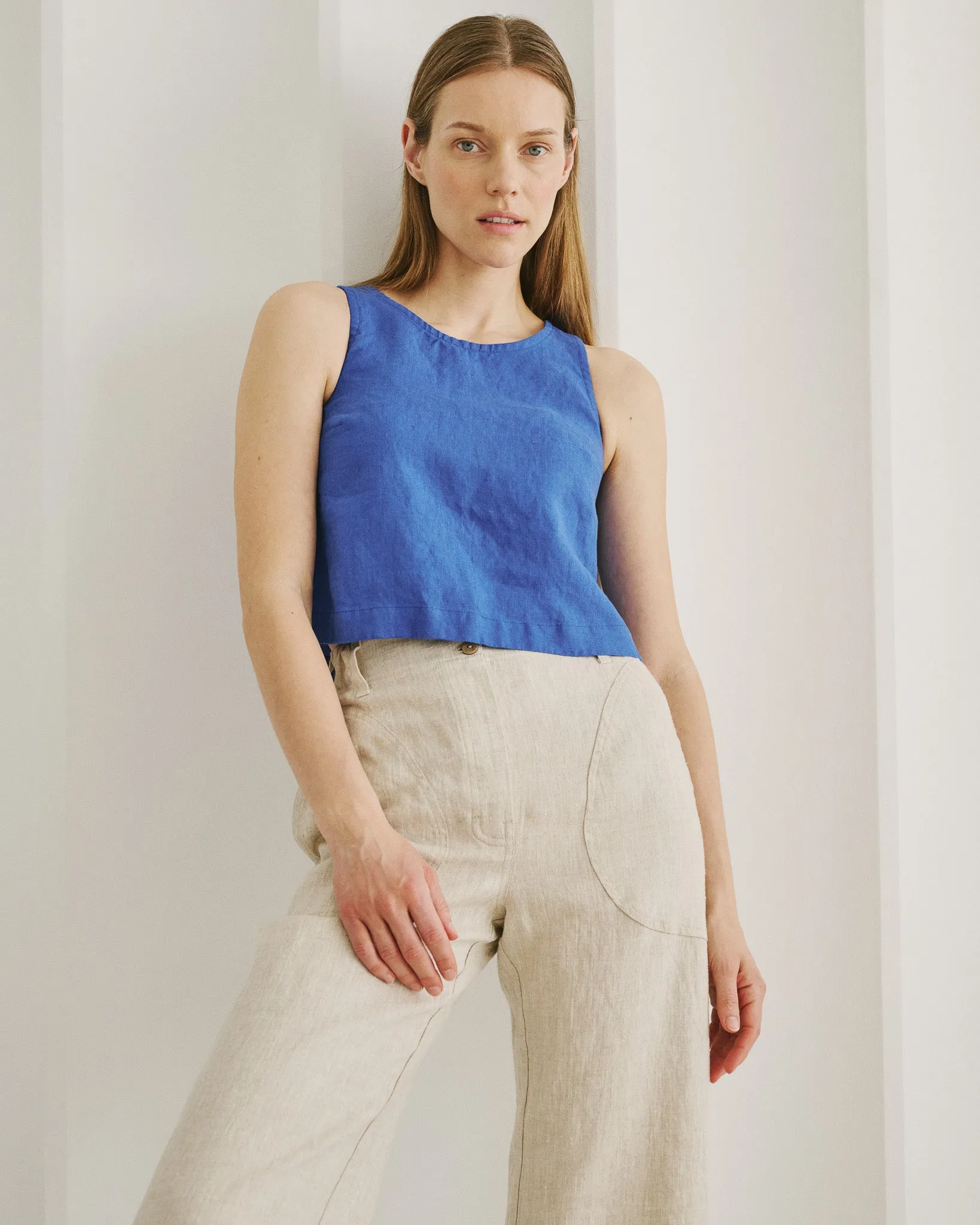 BAY cropped linen top sold by Not Perfect Linen product image thumbnail 4