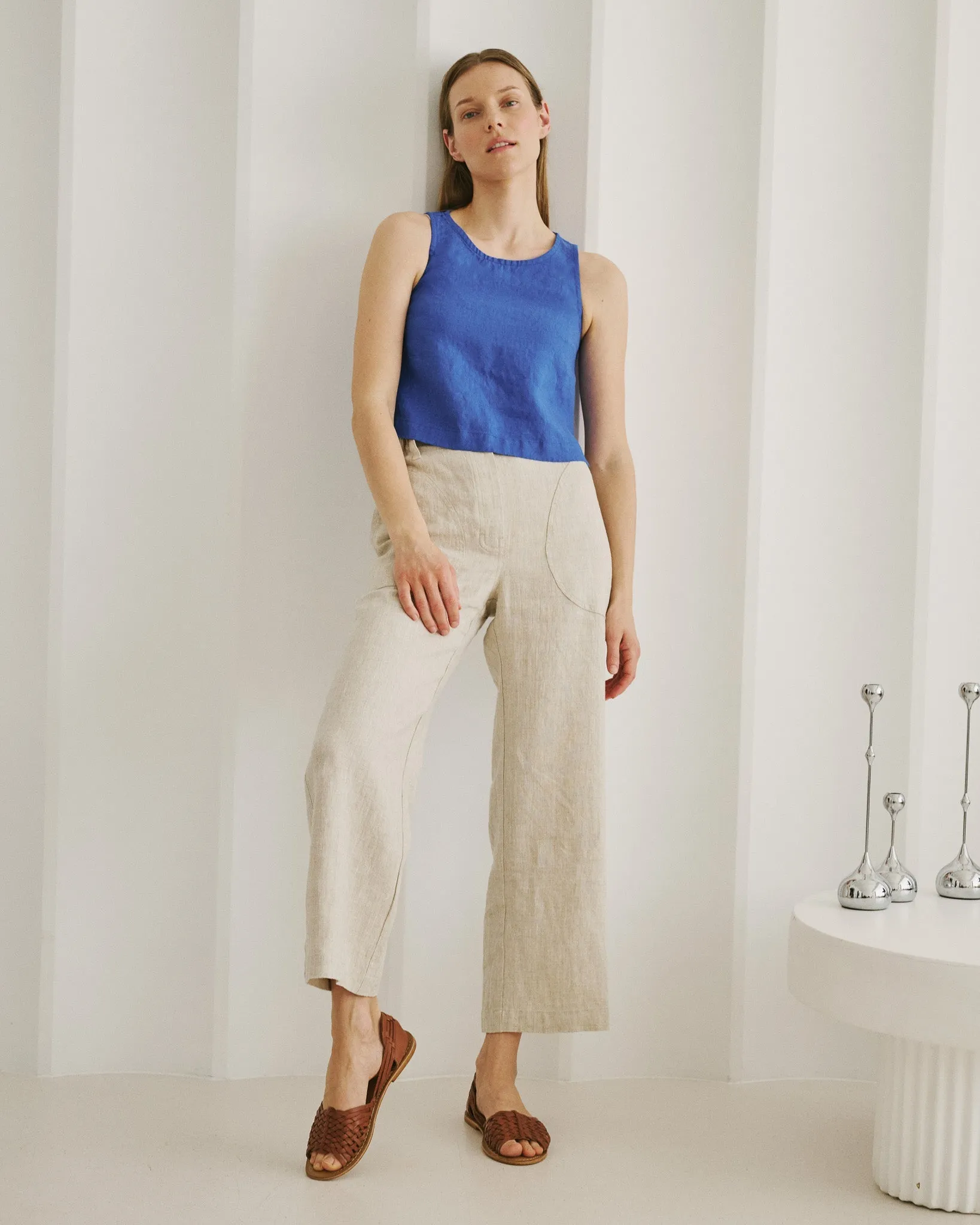 BAY cropped linen top sold by Not Perfect Linen product image thumbnail 5
