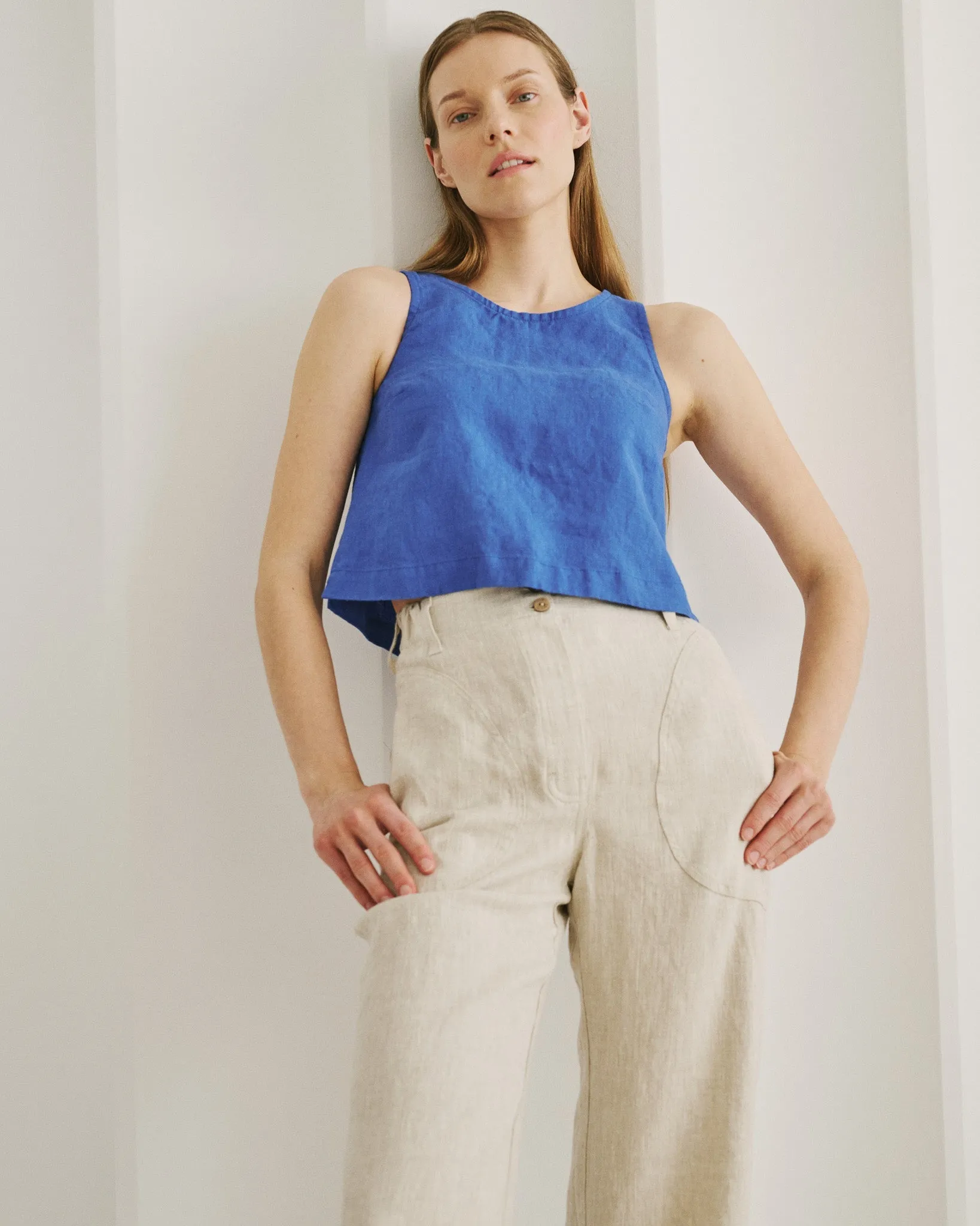 BAY cropped linen top sold by Not Perfect Linen product image thumbnail 2