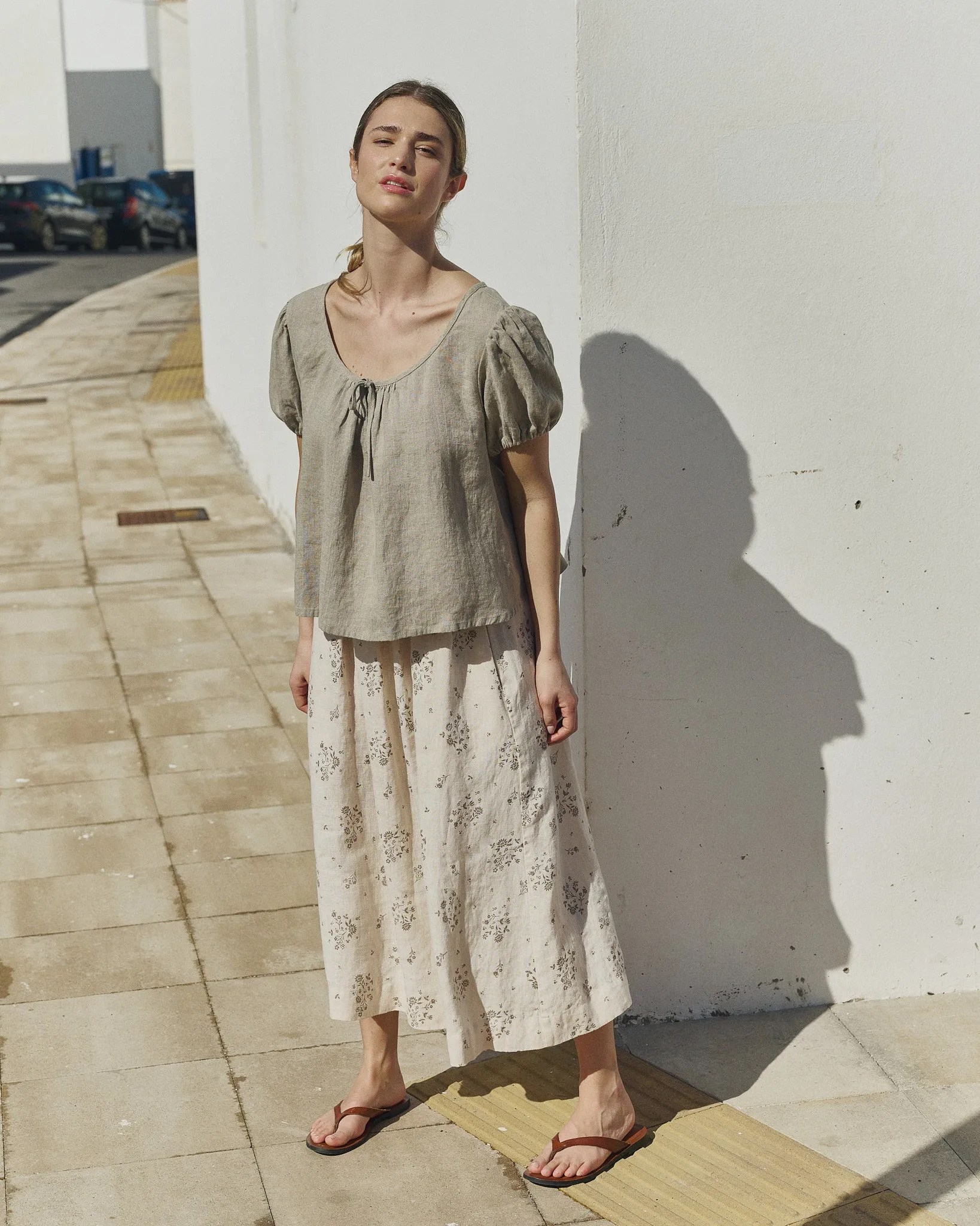 MILOS puff sleeve linen blouse sold by Not Perfect Linen product image thumbnail 5