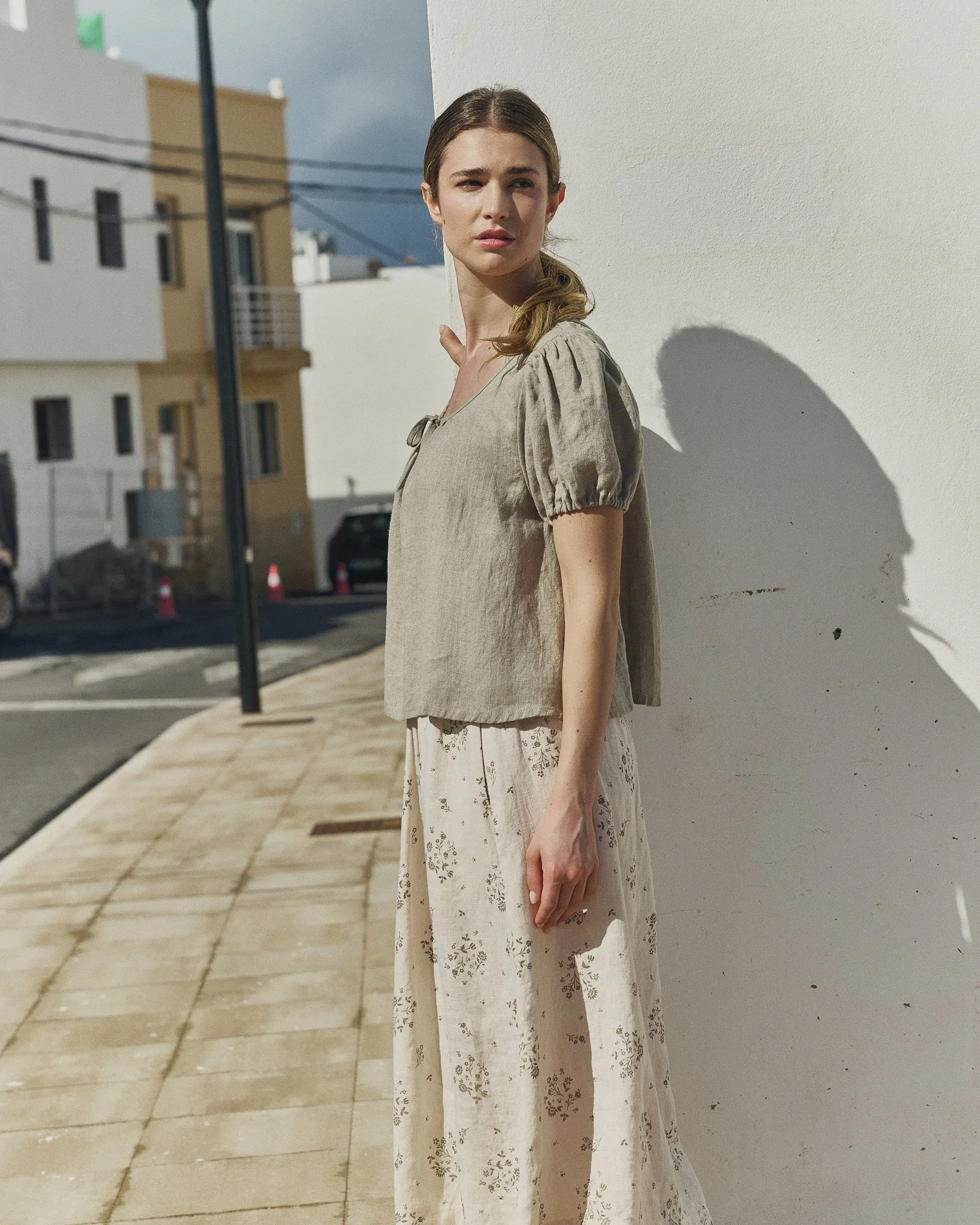 MILOS puff sleeve linen blouse sold by Not Perfect Linen product image thumbnail 4