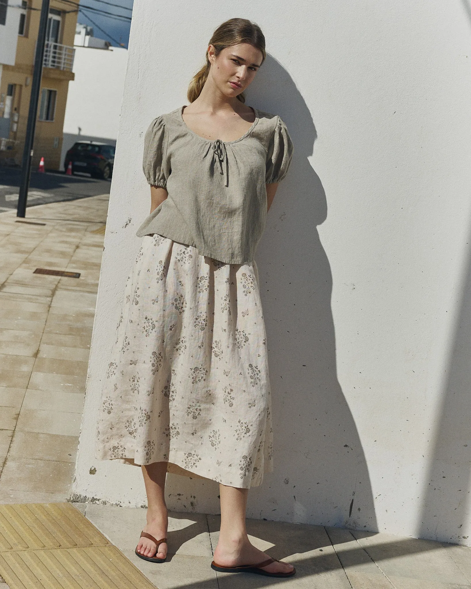MILOS puff sleeve linen blouse sold by Not Perfect Linen
