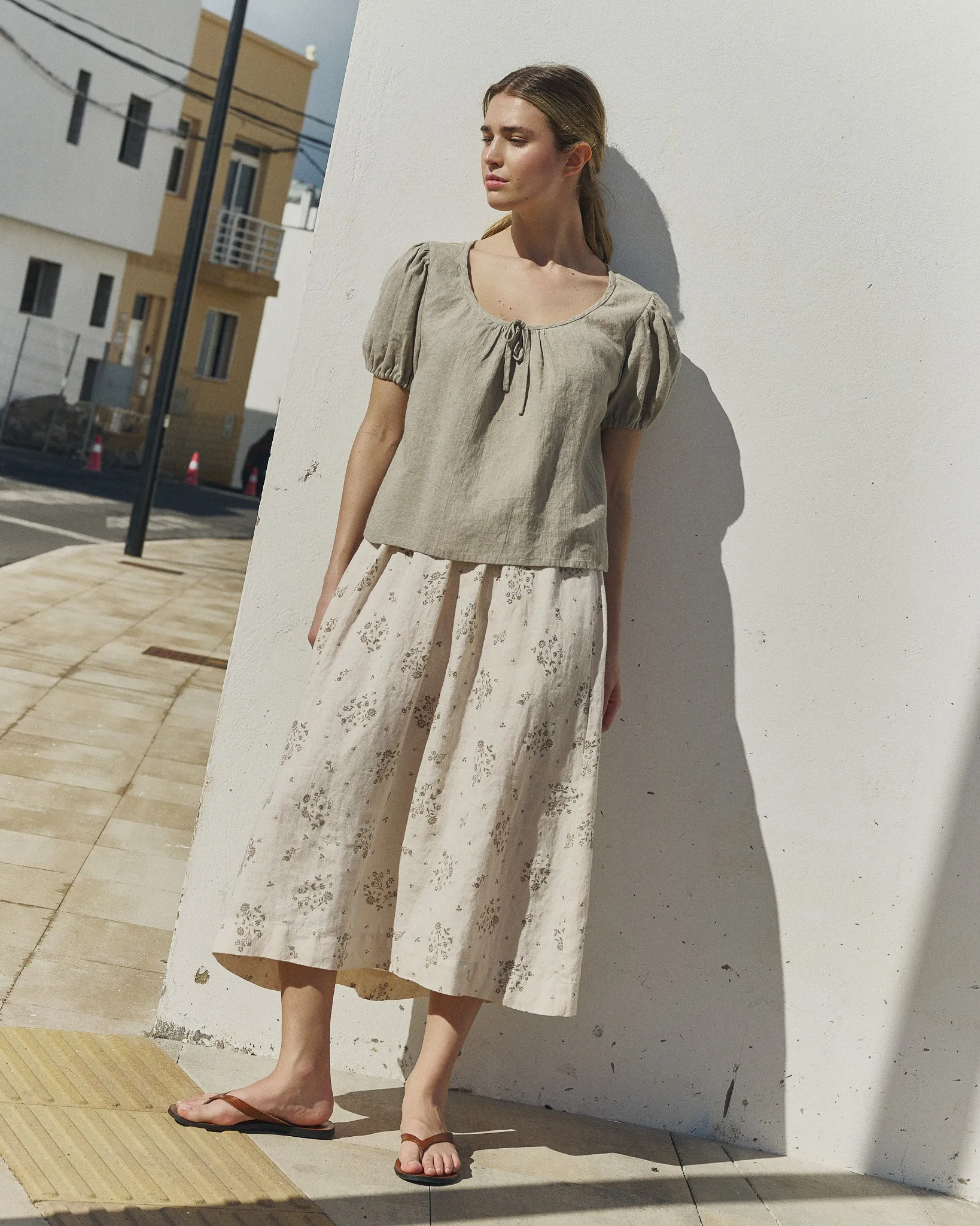 MILOS puff sleeve linen blouse sold by Not Perfect Linen product image thumbnail 3