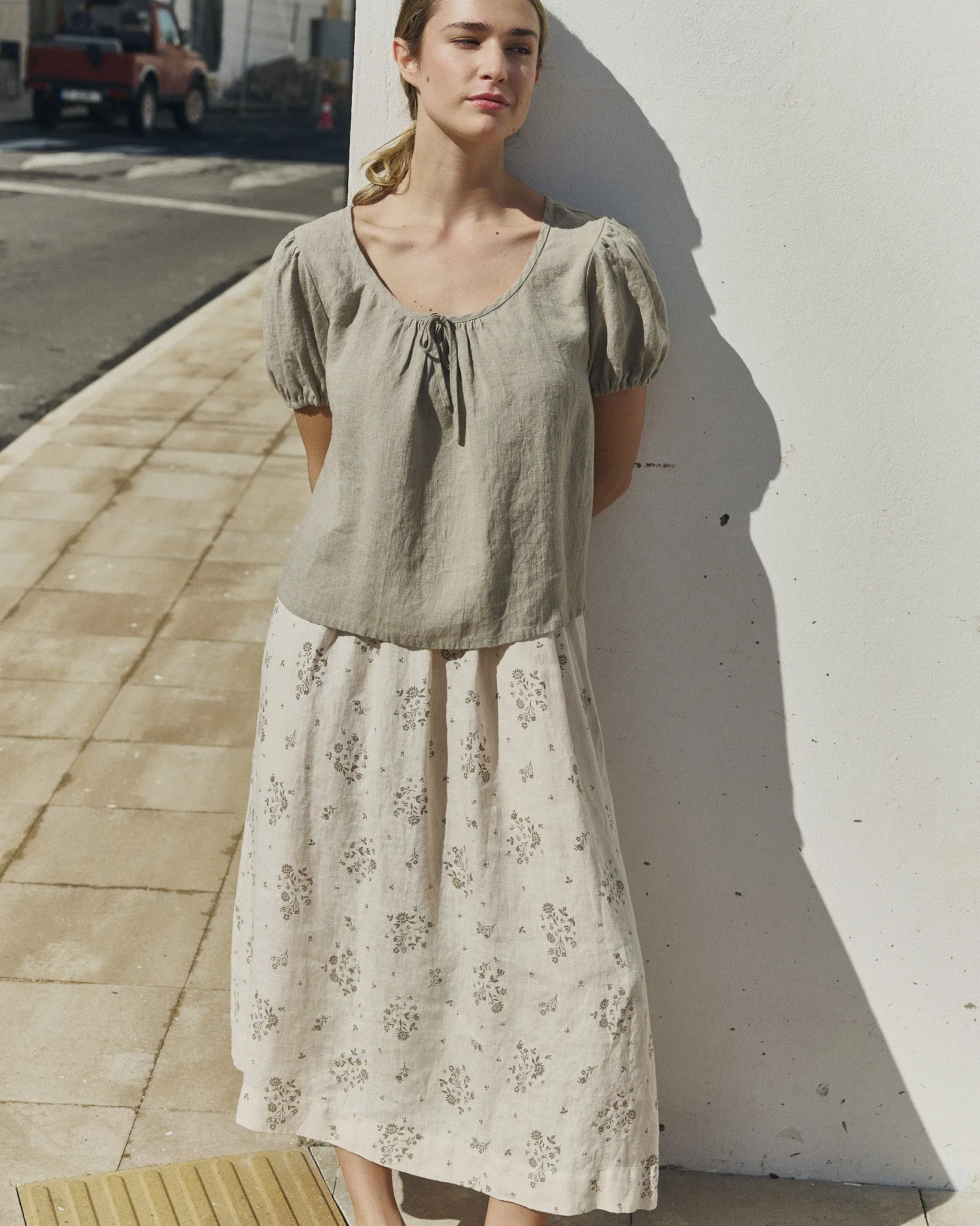 MILOS puff sleeve linen blouse sold by Not Perfect Linen product image thumbnail 2
