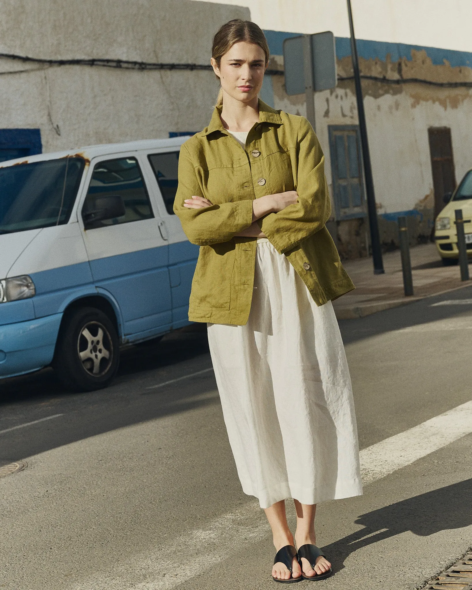 HELSINKI button down linen jacket sold by Not Perfect Linen product image thumbnail 4