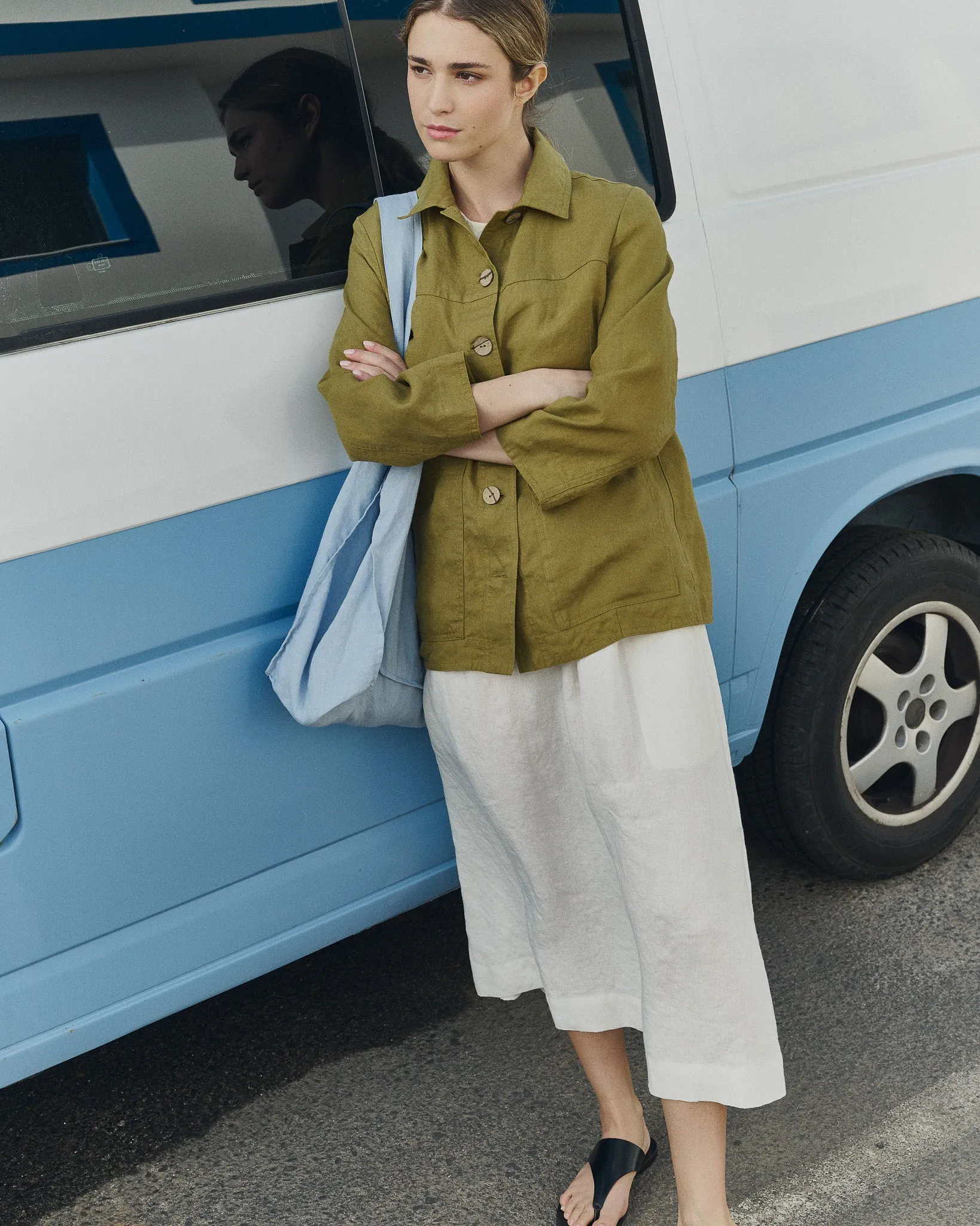 HELSINKI button down linen jacket sold by Not Perfect Linen product image thumbnail 2