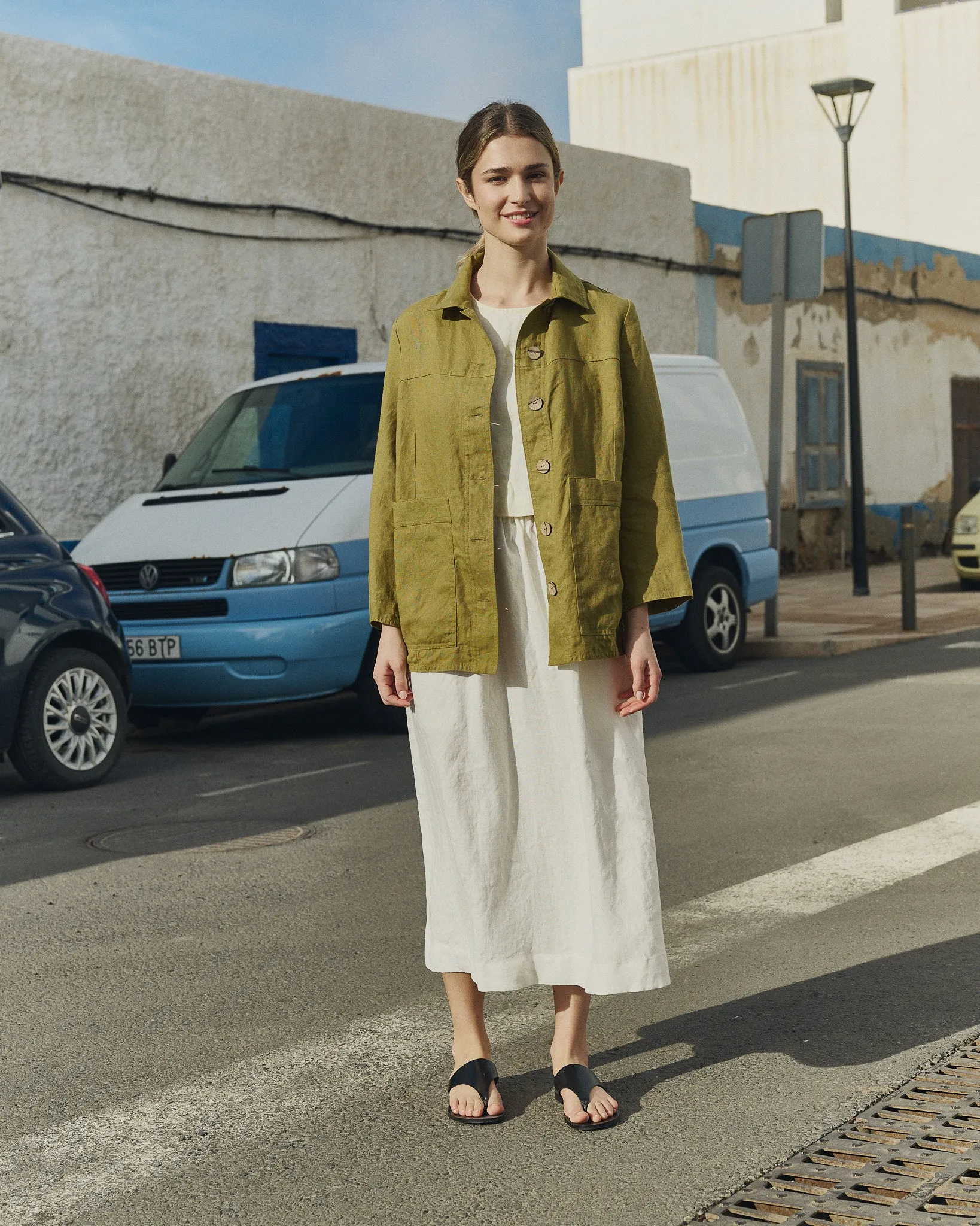 HELSINKI button down linen jacket sold by Not Perfect Linen product image thumbnail 5
