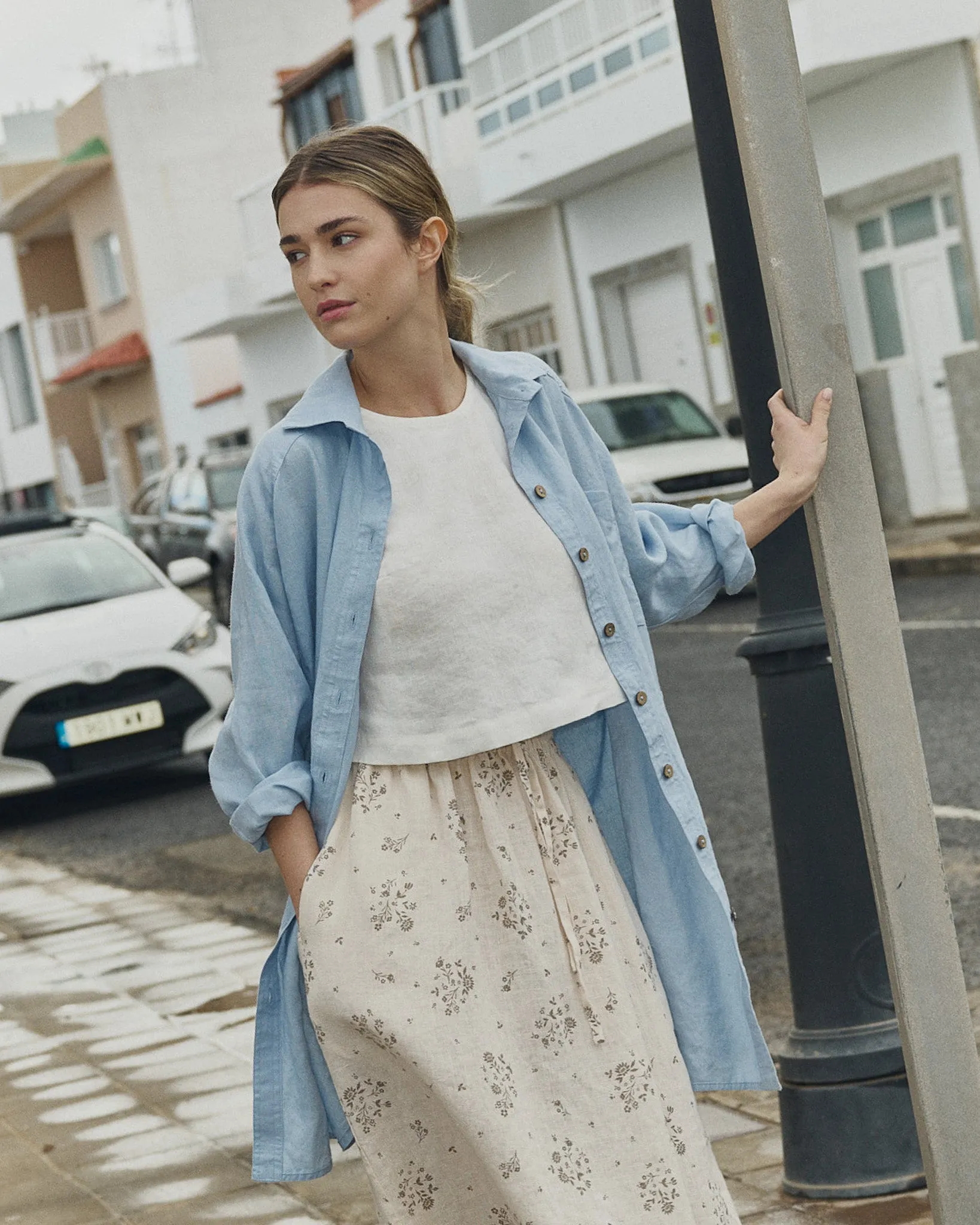 BAY cropped linen top sold by Not Perfect Linen