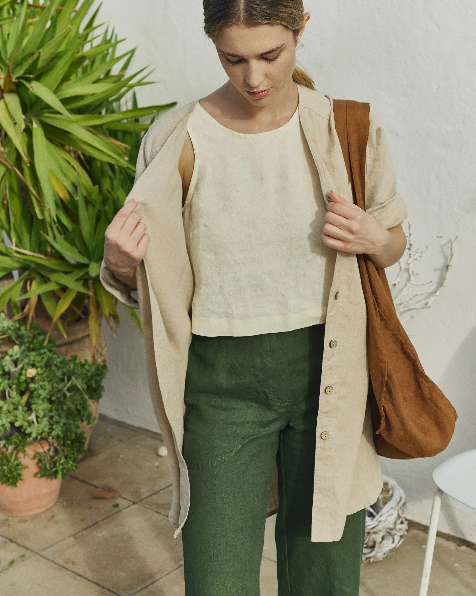 BAY cropped linen top sold by Not Perfect Linen product image thumbnail 3