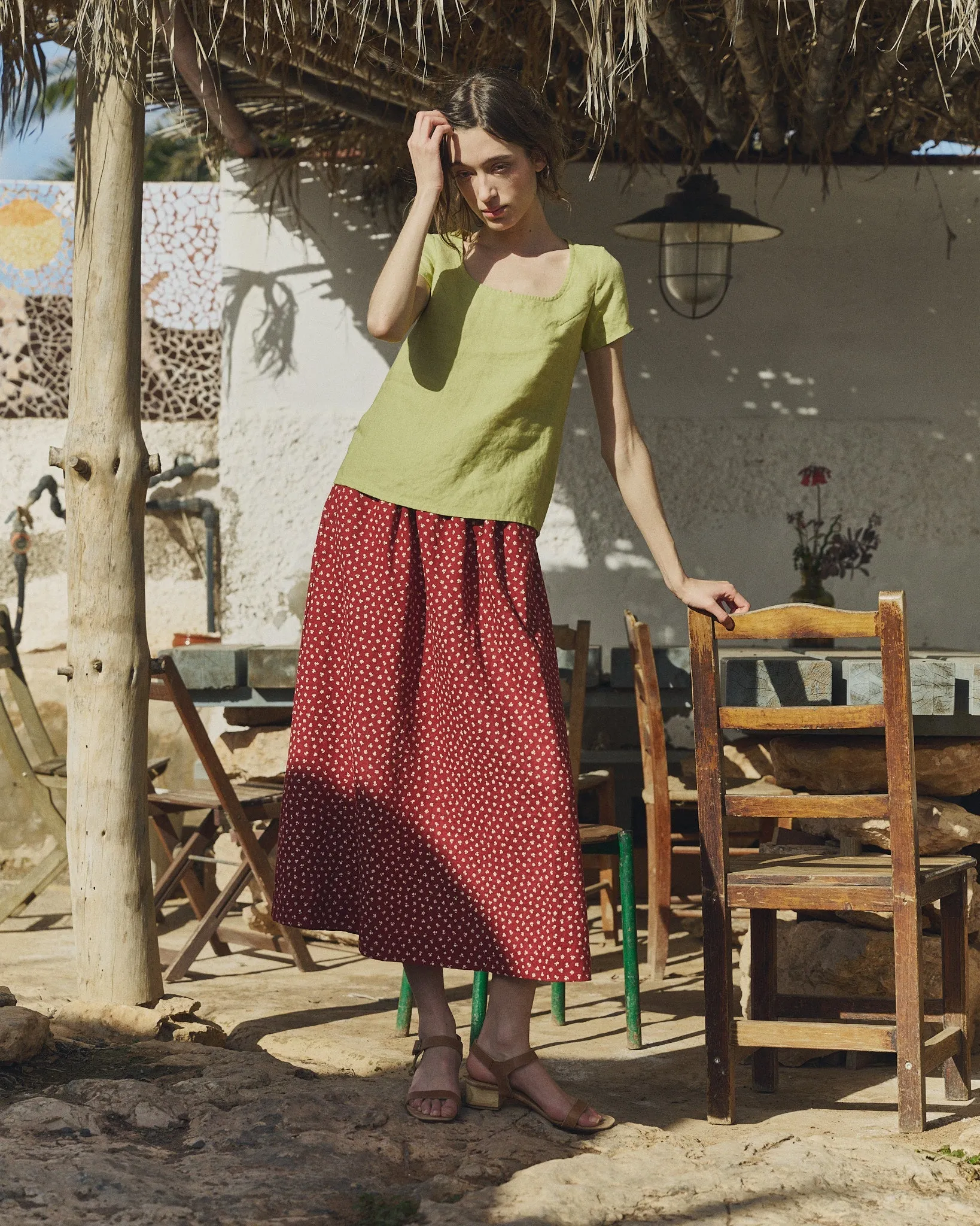 R: Alba scoop neck fitted linen top (Color: Blue July; Size: XS) sold by Not Perfect Linen product image thumbnail 3