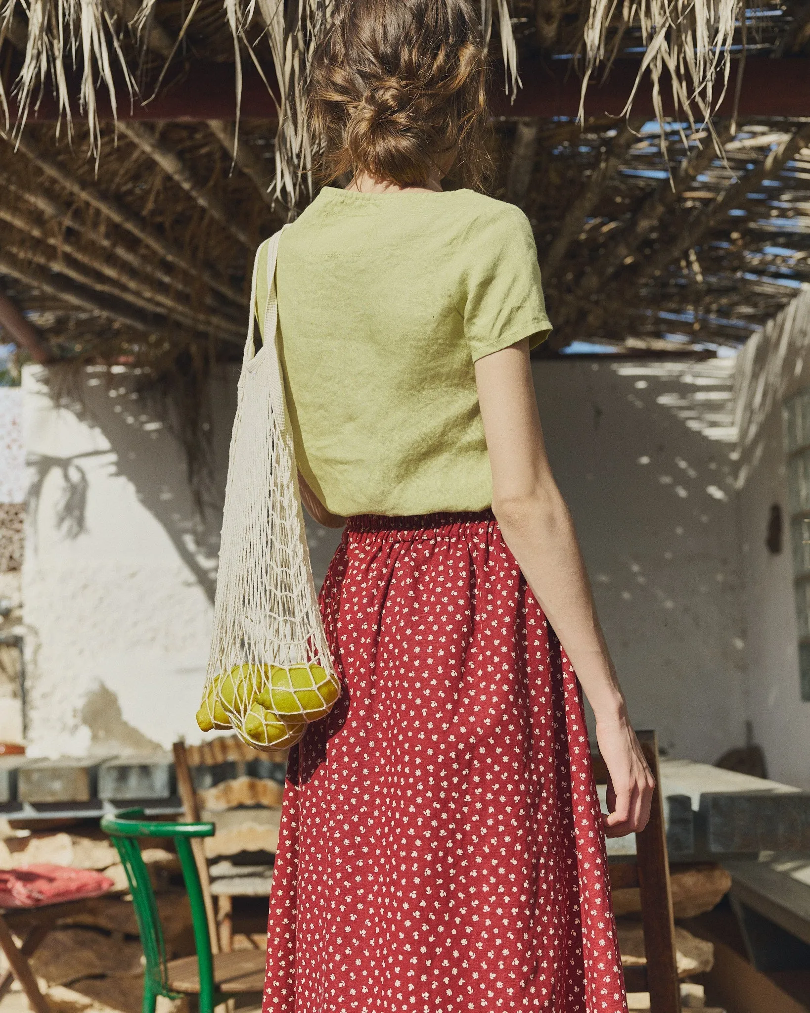 R: Alba scoop neck fitted linen top (Color: Juniper Green; Size: XS) sold by Not Perfect Linen product image thumbnail 4