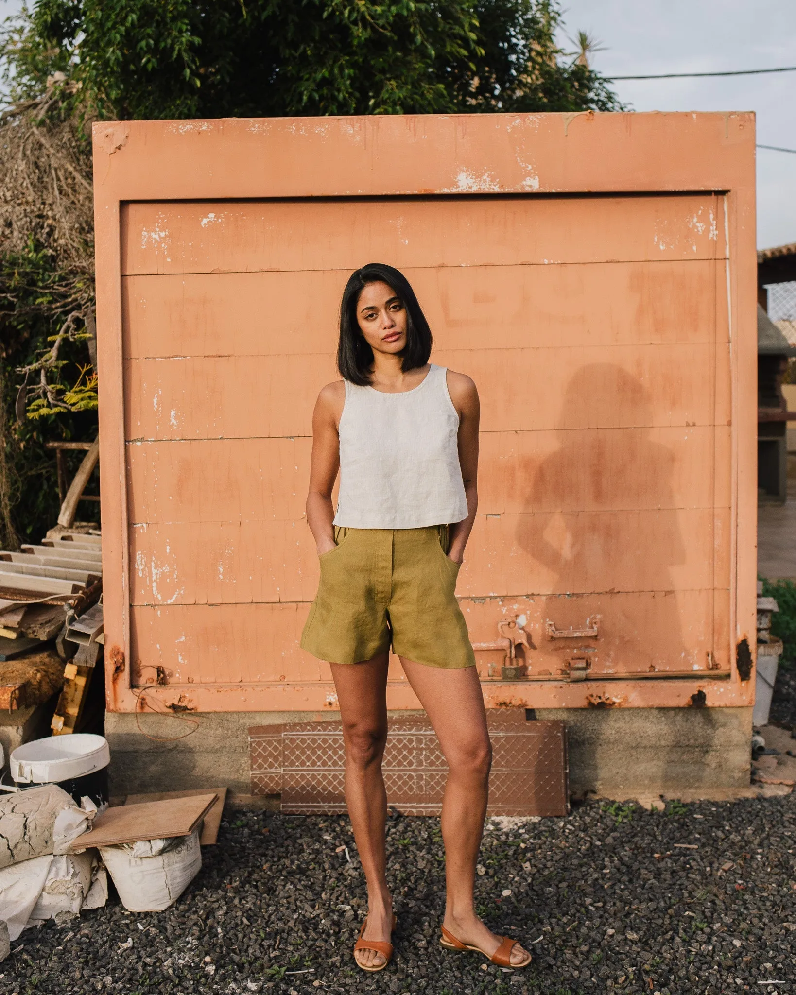 R: SOLLER linen shorts (Color: Loden Green; Size: XS) sold by Not Perfect Linen product image thumbnail 5