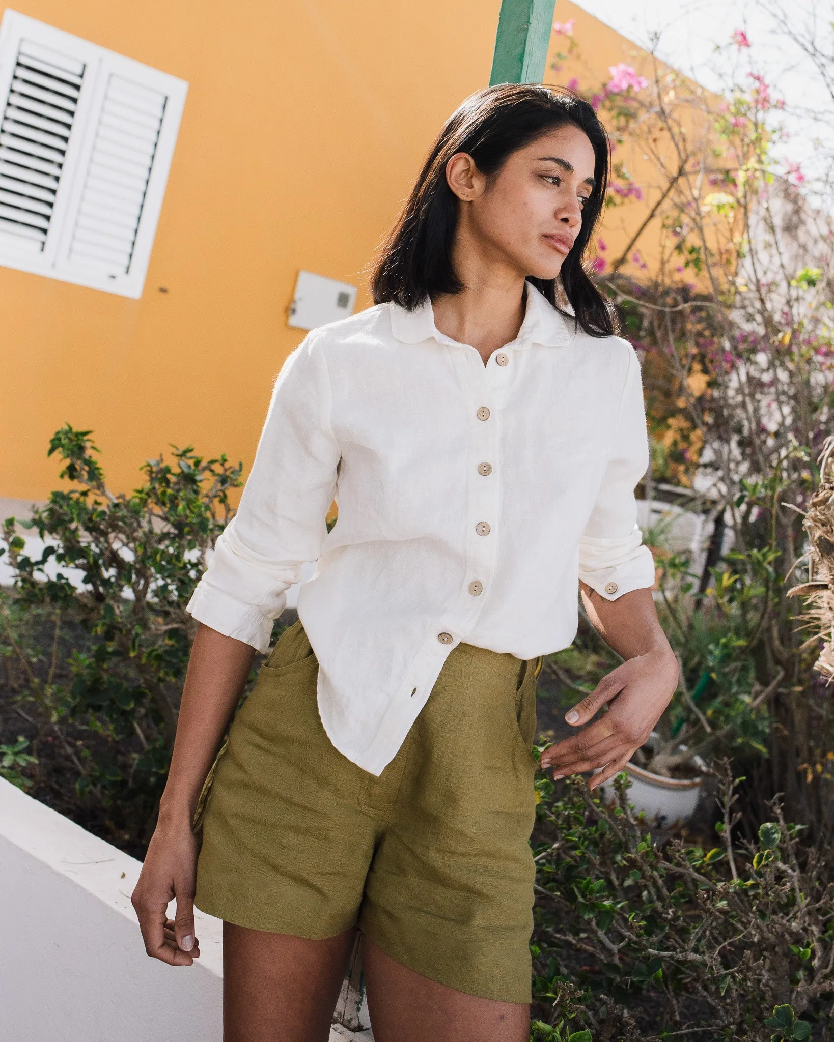 R: SOLLER linen shorts (Color: Loden Green; Size: XS) sold by Not Perfect Linen product image thumbnail 2
