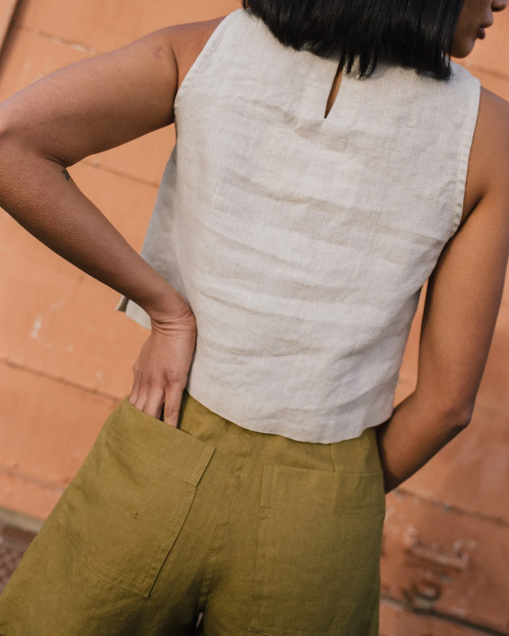 R: SOLLER linen shorts (Color: Loden Green; Size: XS) sold by Not Perfect Linen product image thumbnail 3