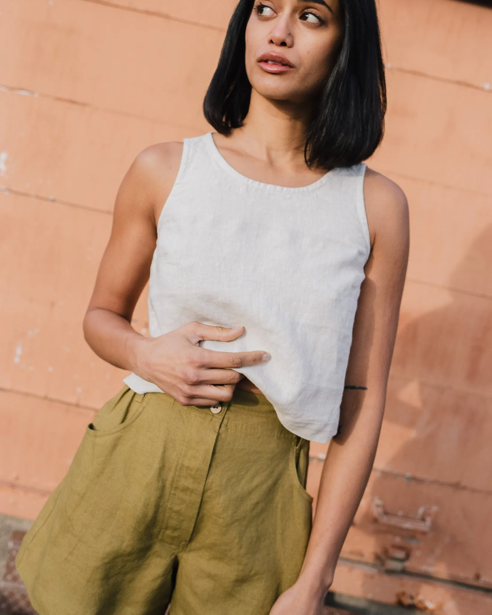 R: SOLLER linen shorts (Color: Loden Green; Size: XS) sold by Not Perfect Linen product image thumbnail 4