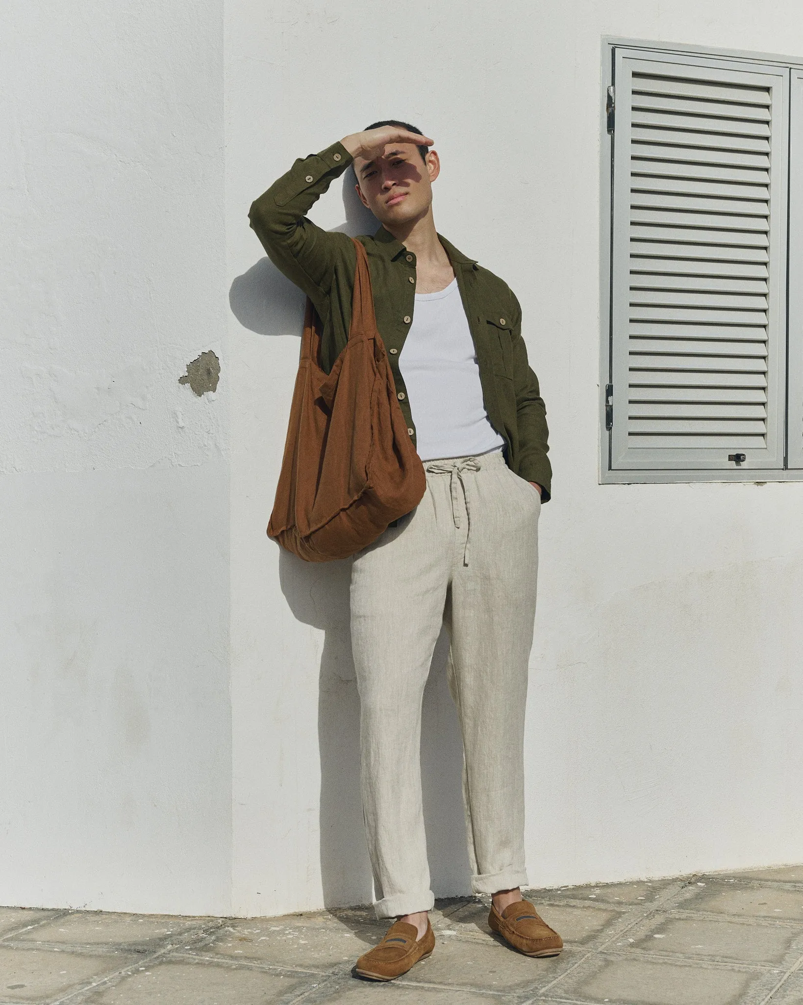 R: Men’s casual linen pants ONTARIO (Color: Beige; Size: M) sold by Not Perfect Linen product image thumbnail 3