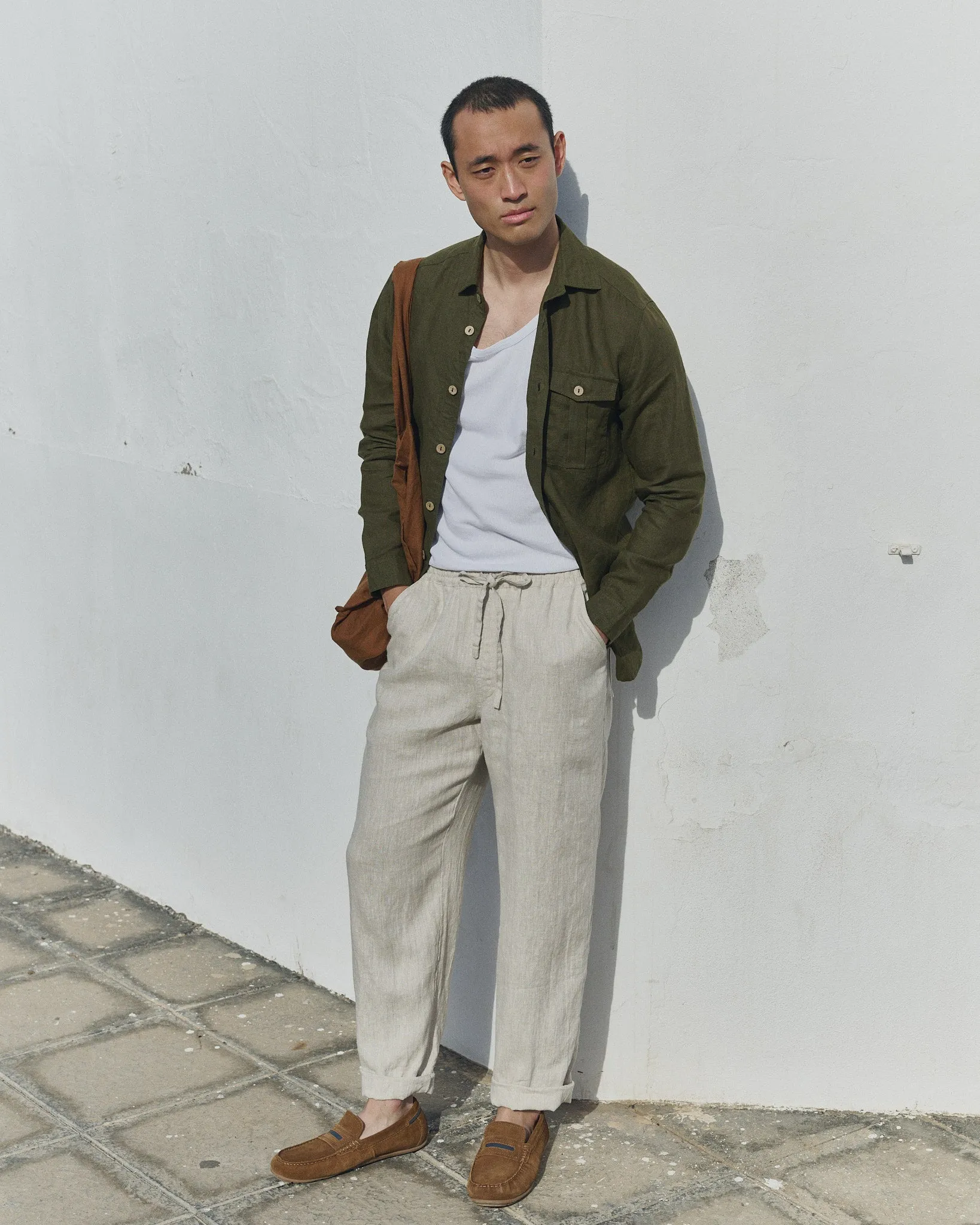 R: Men’s casual linen pants ONTARIO (Color: Beige; Size: M) sold by Not Perfect Linen product image thumbnail 5