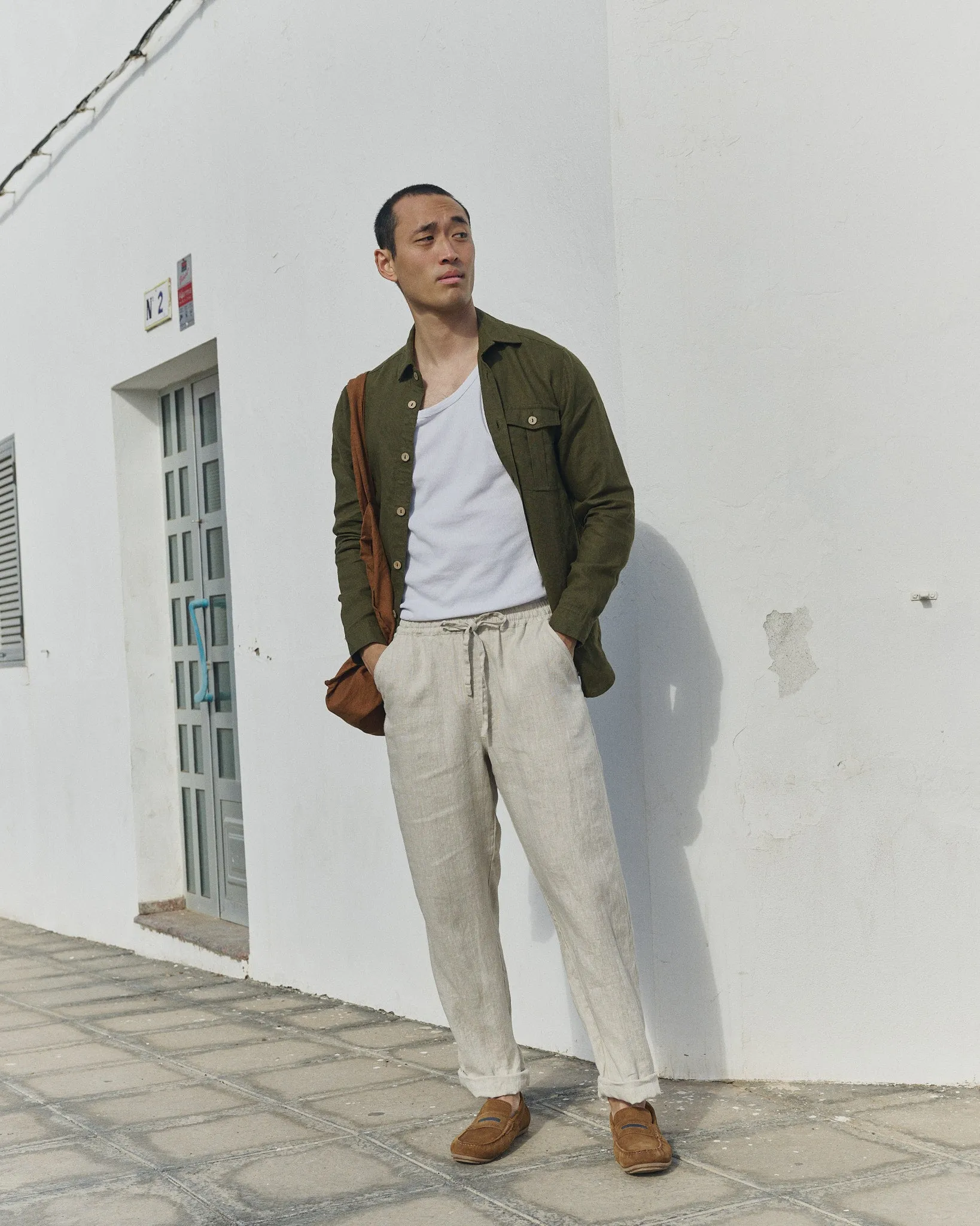 R: Men’s casual linen pants ONTARIO (Color: Beige; Size: M) sold by Not Perfect Linen product image thumbnail 2