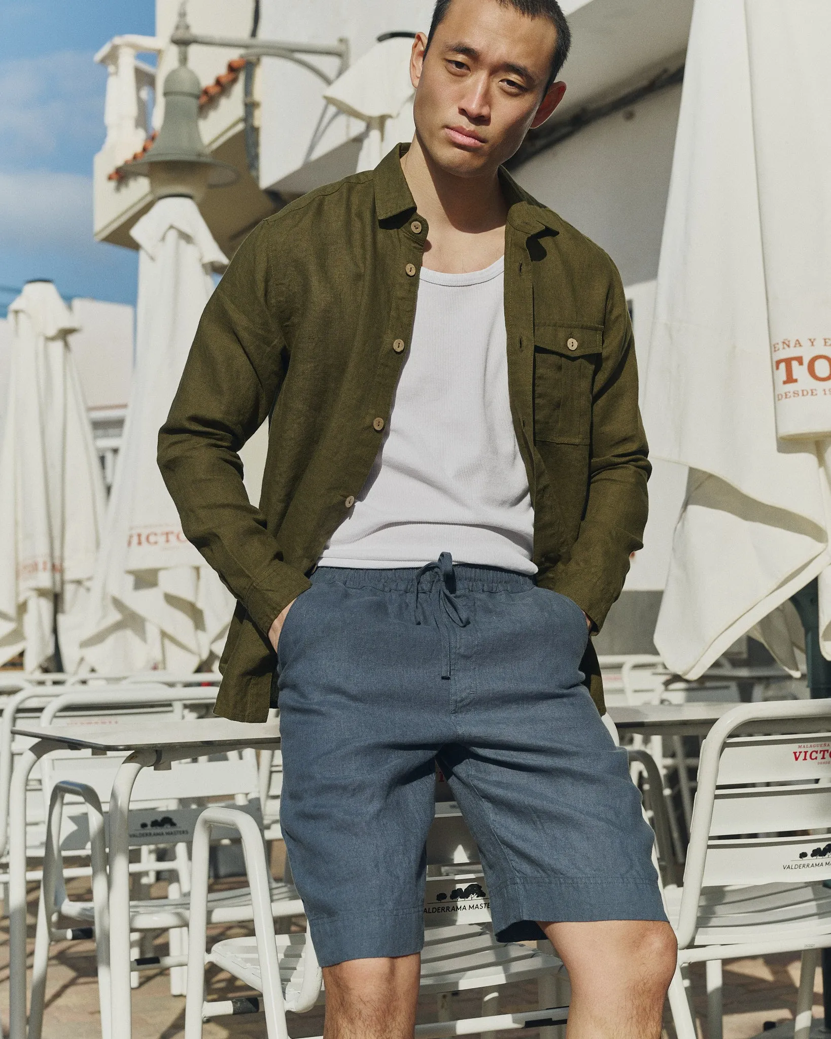 R: Men’s long sleeve linen shirt MONTREAL (Color: Pistachio Mist; Size: S) sold by Not Perfect Linen product image thumbnail 2